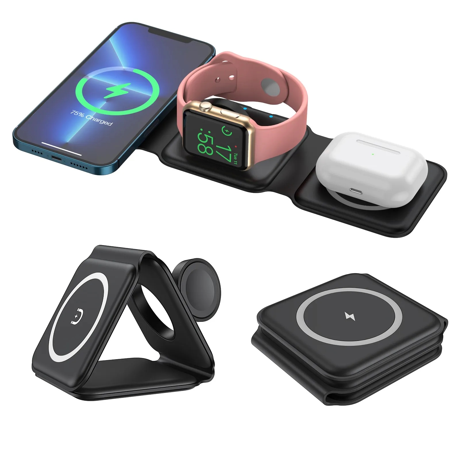 Magnetic Foldable 3 in 1 Mag-Safe Charger 2