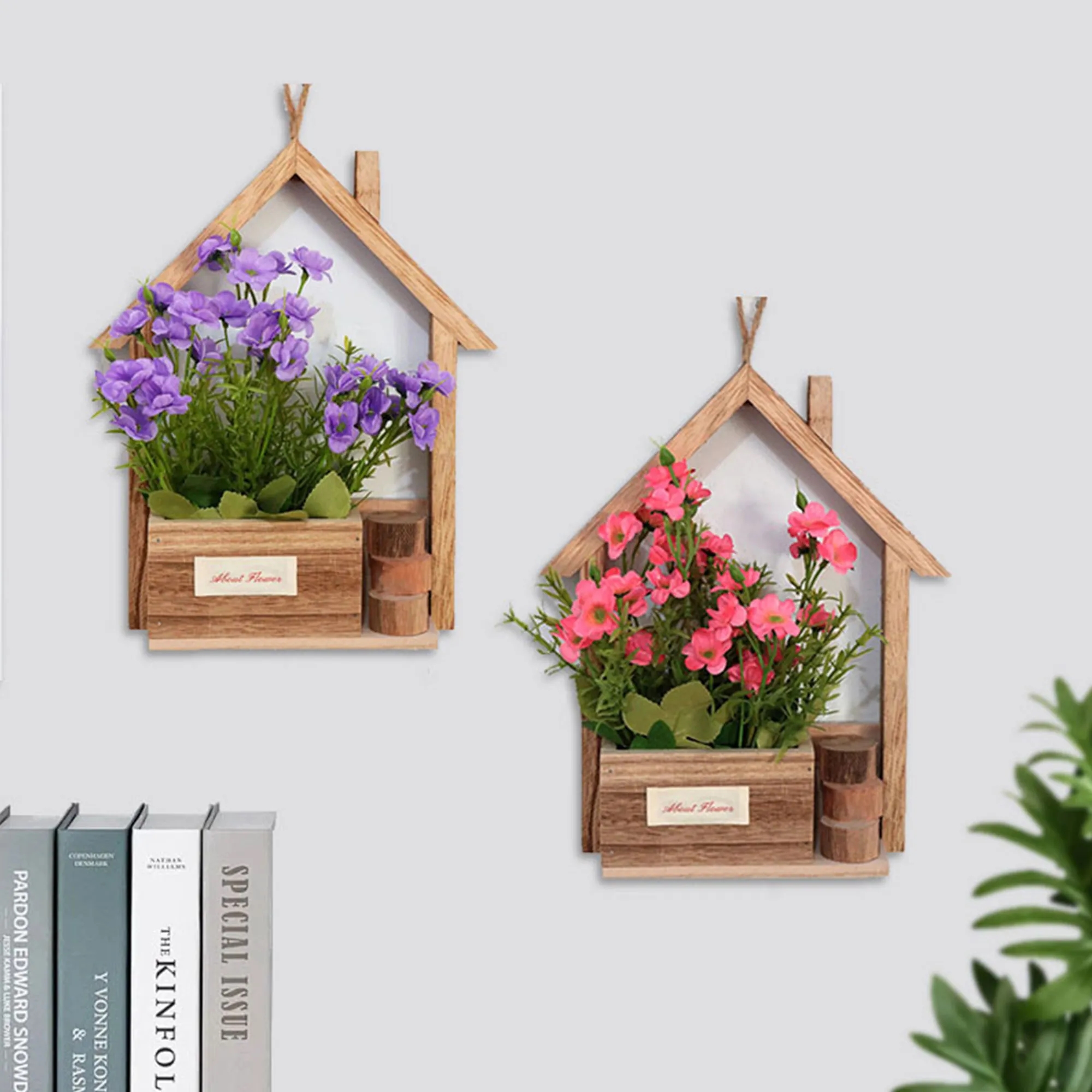 House-Shaped Hanging Planter With Rope Mounts 1