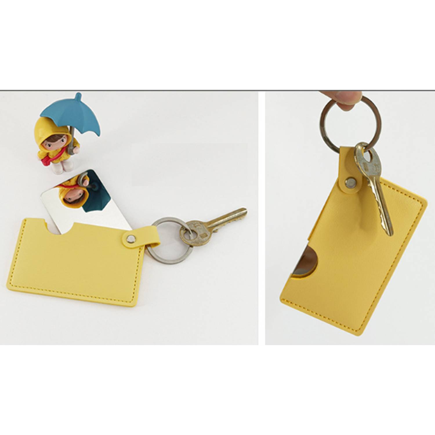 Travel Leather Pocket Mini Mirror with Key Chain 5