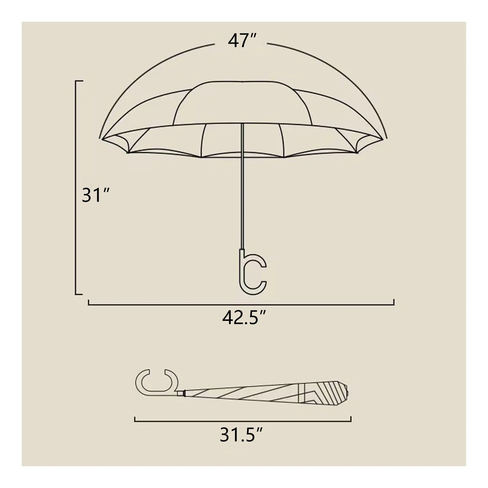 Double Layer Inverted Reverse Umbrella with C-Shaped Handle 2
