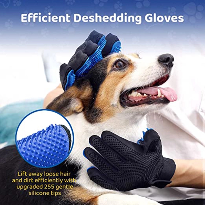Gentle Deshedding Brush Pet Grooming Gloves 11