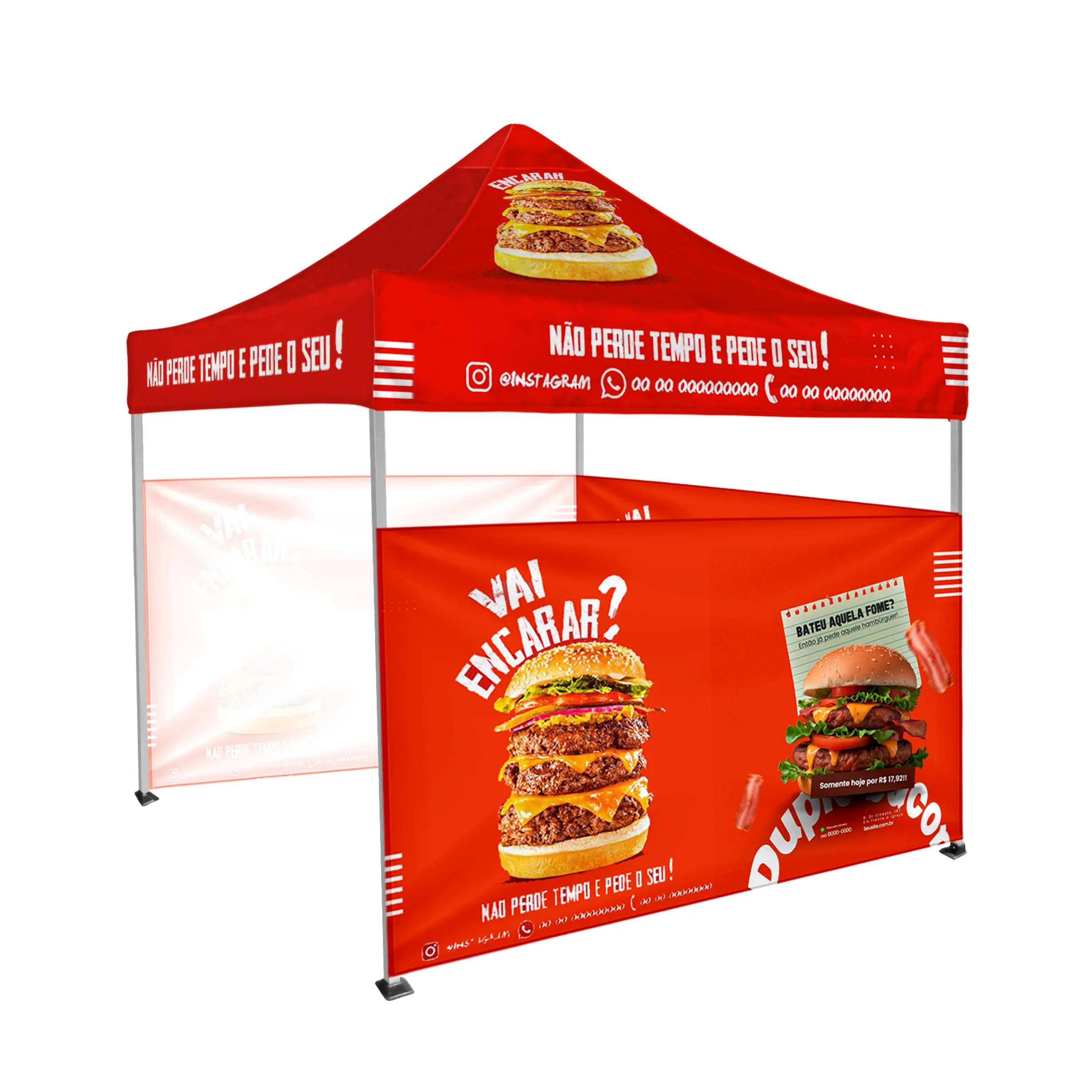 10'x10' Tent Canopy with frame and three half wall 10
