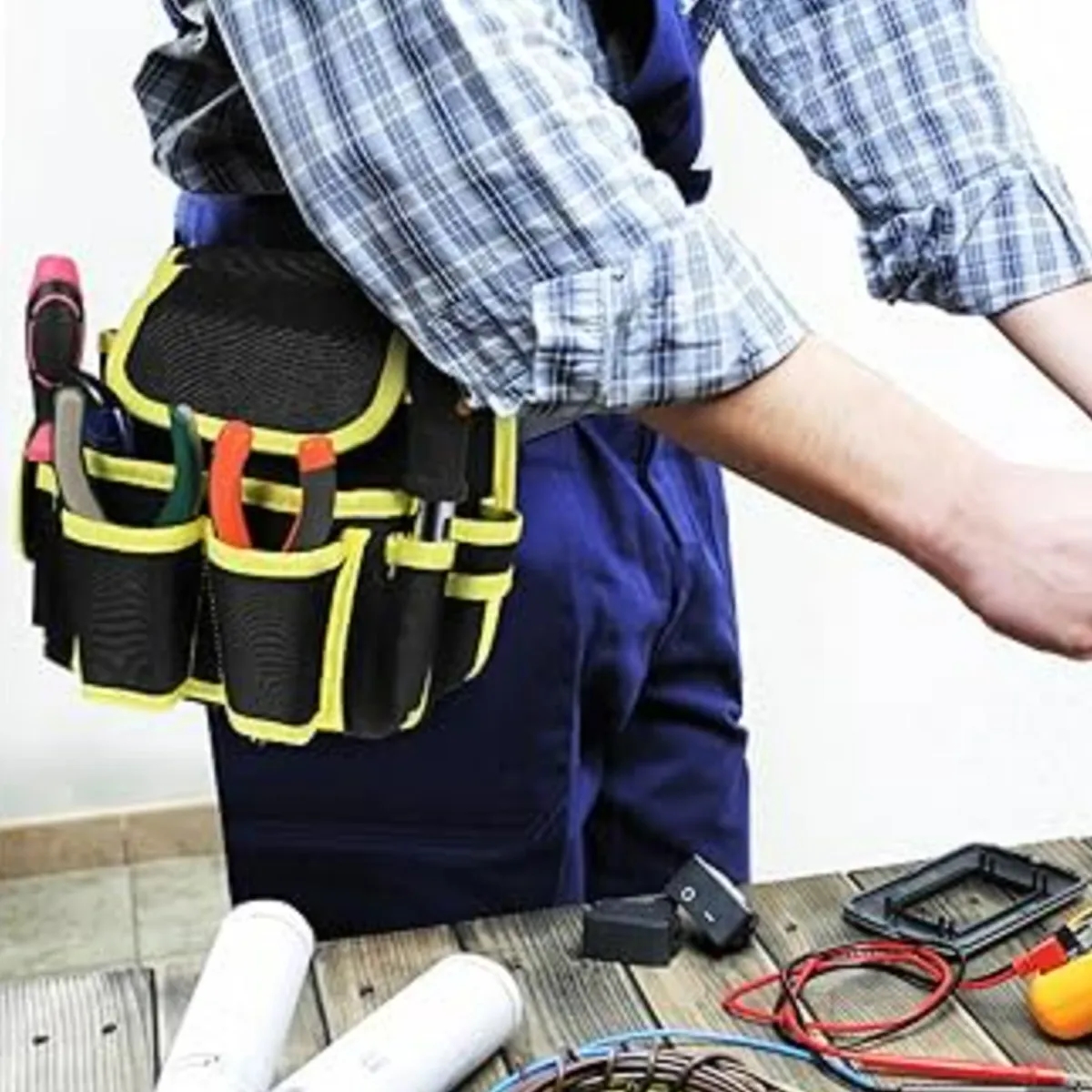 Durable Multi-Pocket Work Belt Tool Pouch Waist Bag 7