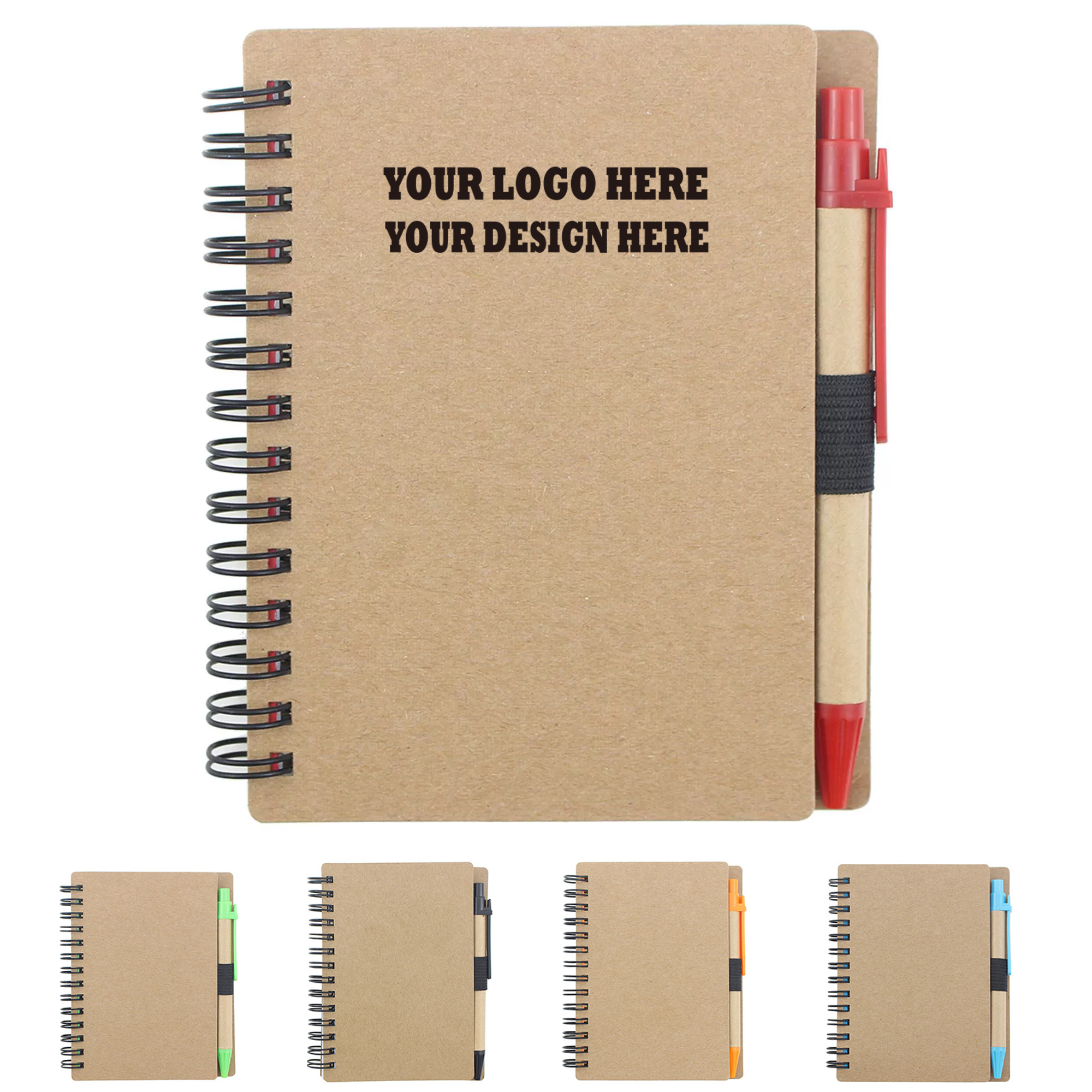 MOQ 50 Kraft Paper Notebook with Pen and Spiral Binding 2