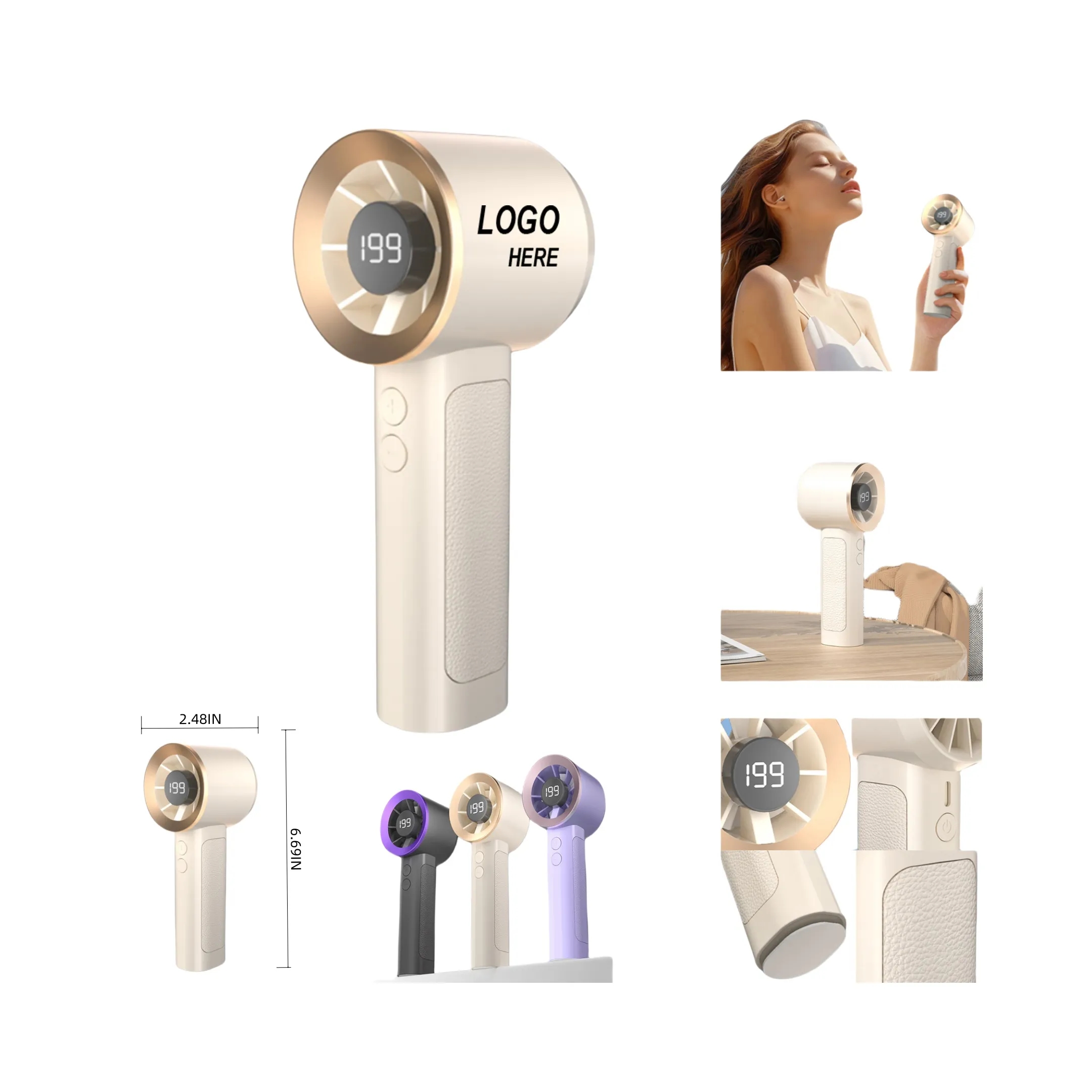 Handheld Digital Display Mini Fan 3