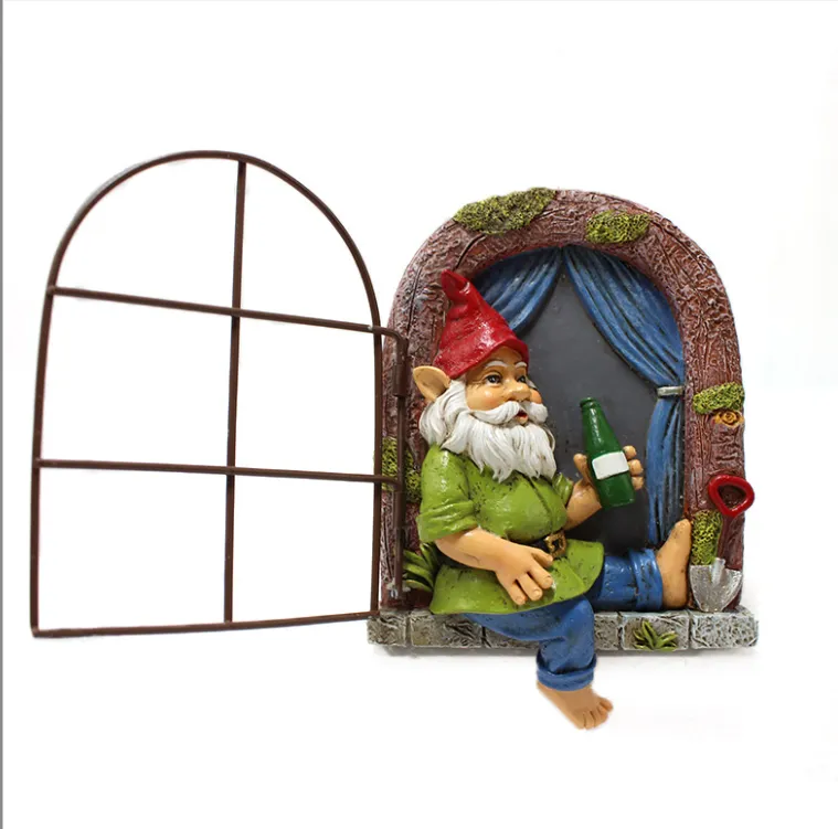 Resin Drinking Dwarf Window Tree Hanging 5