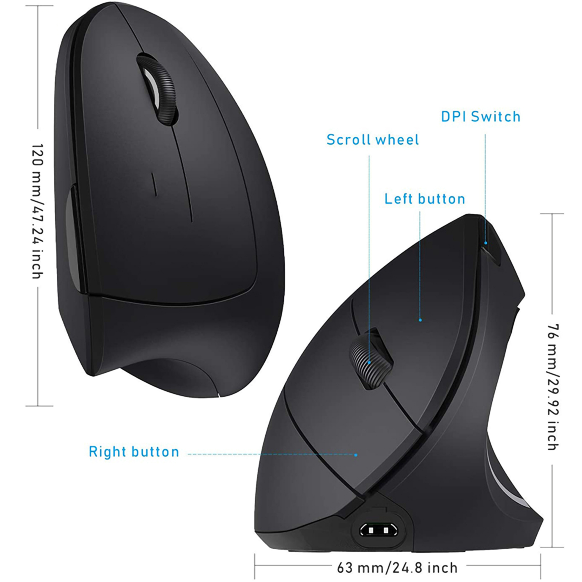 Ergonomic Wireless Vertical Mouse 5