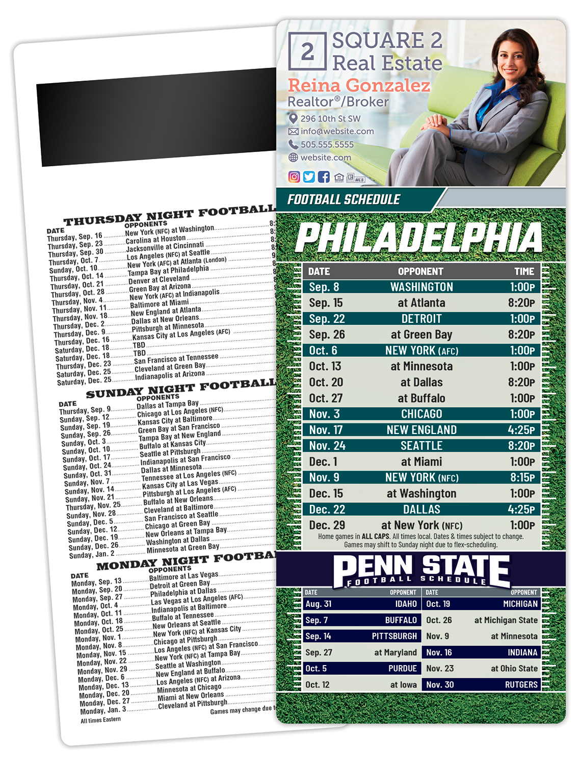 Football Schedule Laminated Card/Postcard with Magnet Strip 3.5x8.5 - 14 pt. 1