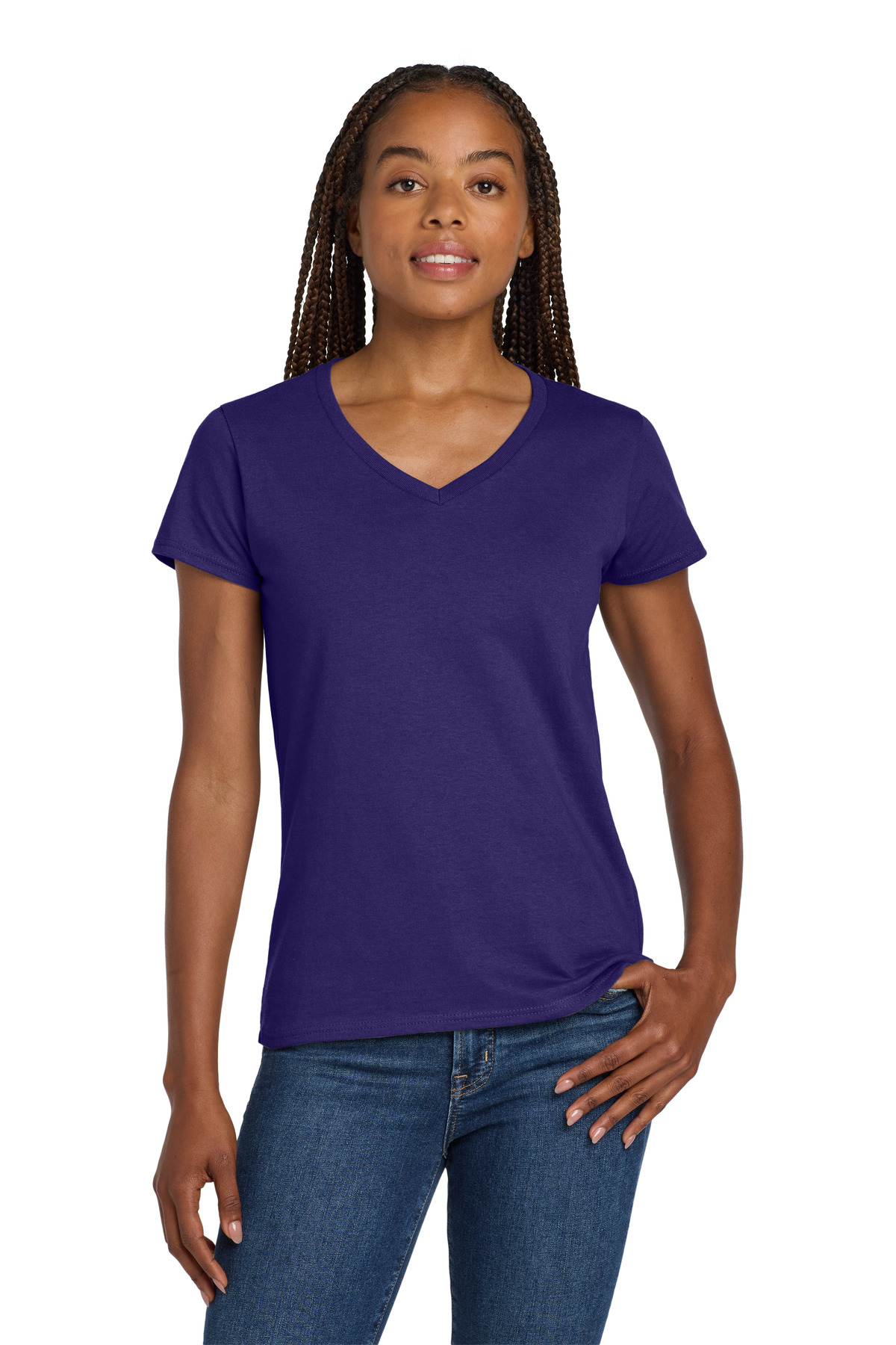 Gildan Women's Heavy Cotton 100% Cotton V-Neck T-Shirt. 5V00L 19