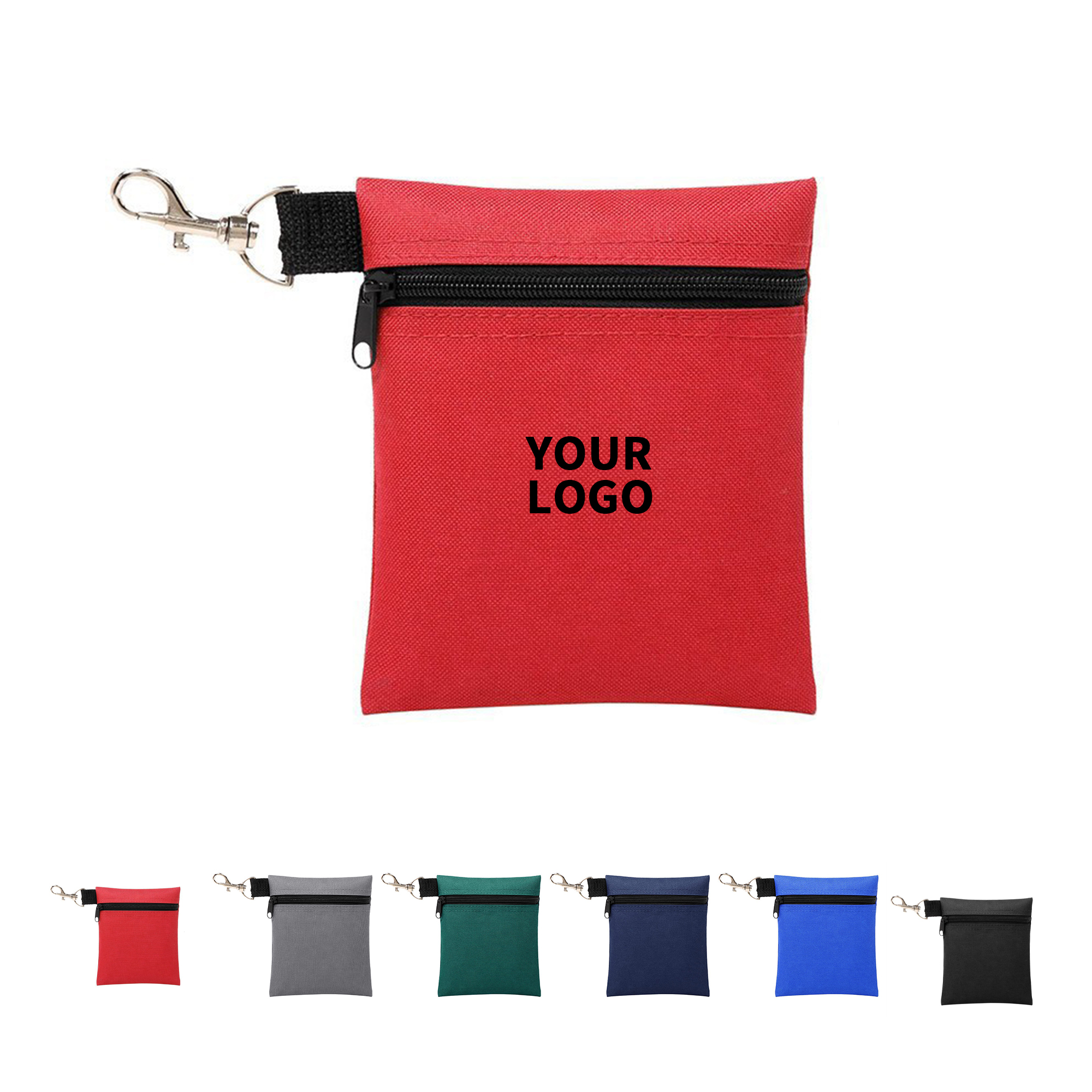 Polyester Zipper Golf Ball Pouch With Swivel Clip 1