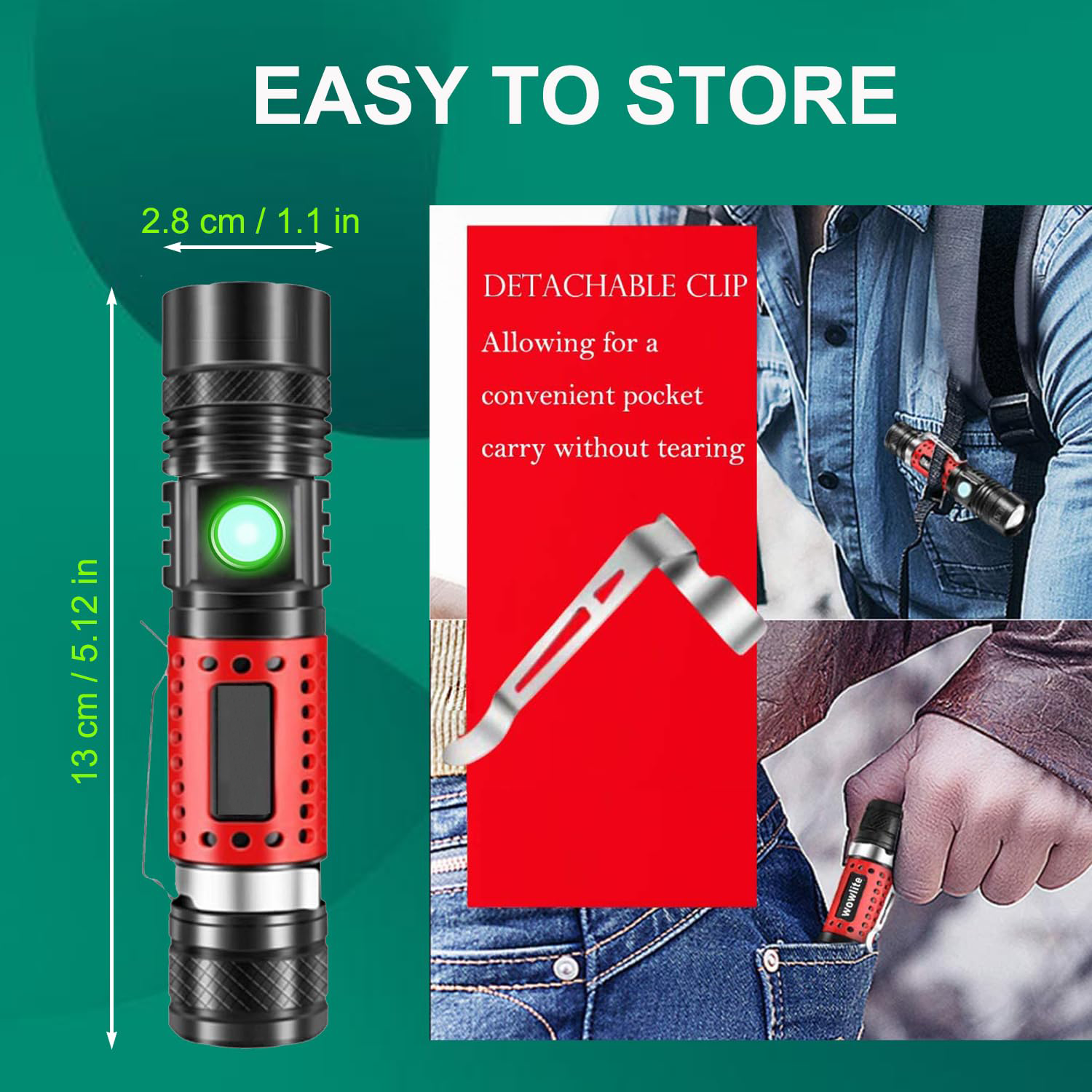 Multi-Function Zoom LED Flashlight - Compact & Rechargeable 9