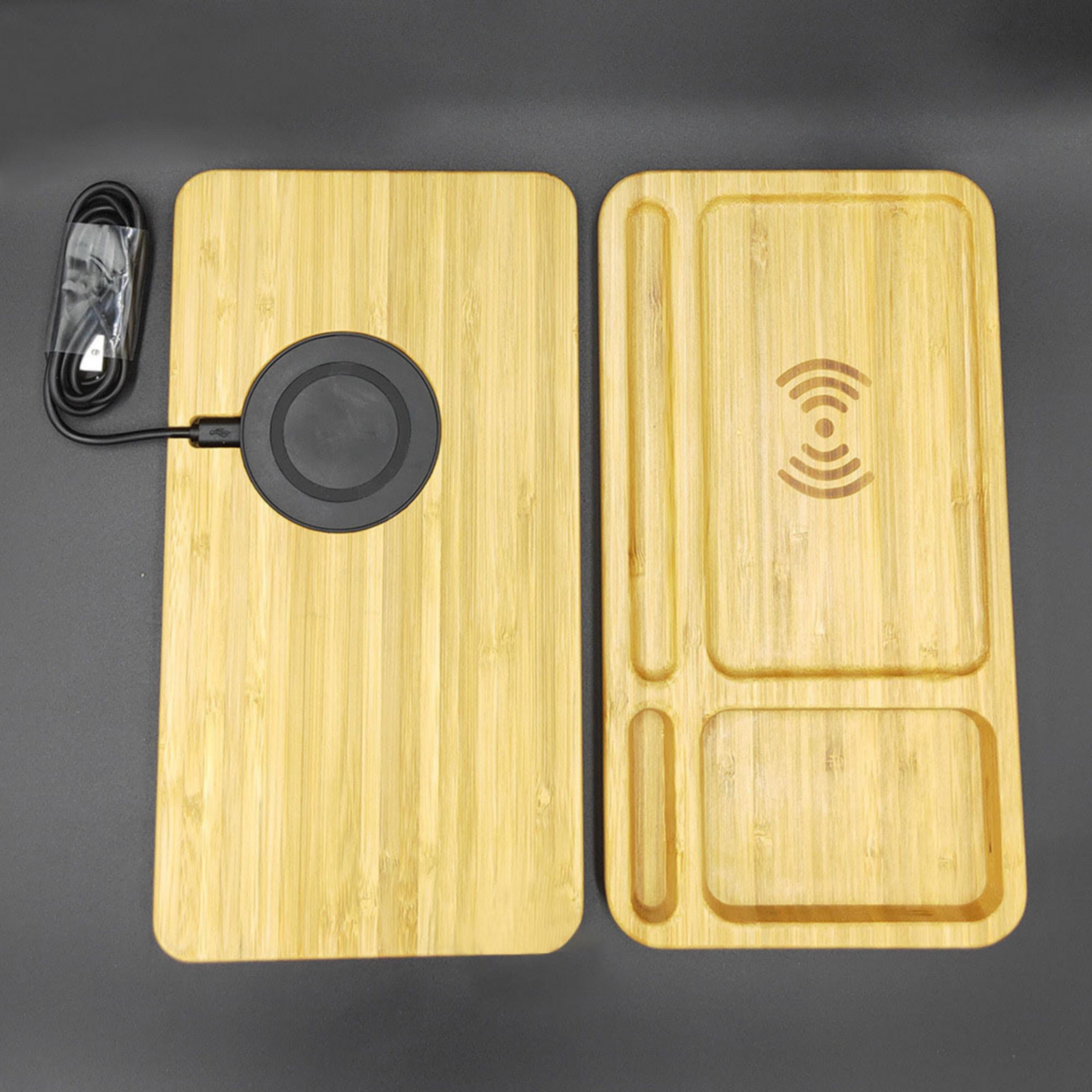 Bamboo tray storage tray wireless charger 3
