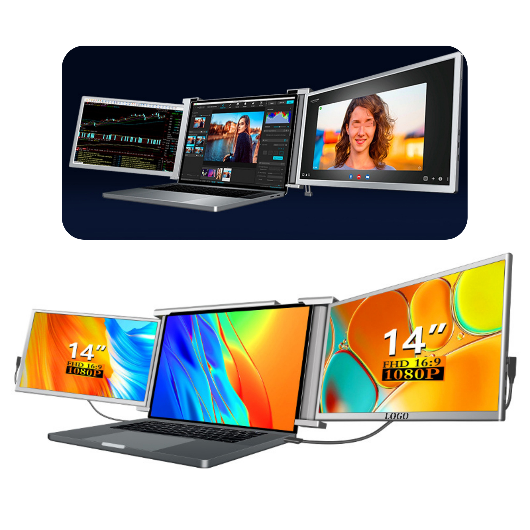 14 in Triple Monitor for Laptop Screen Extender 1