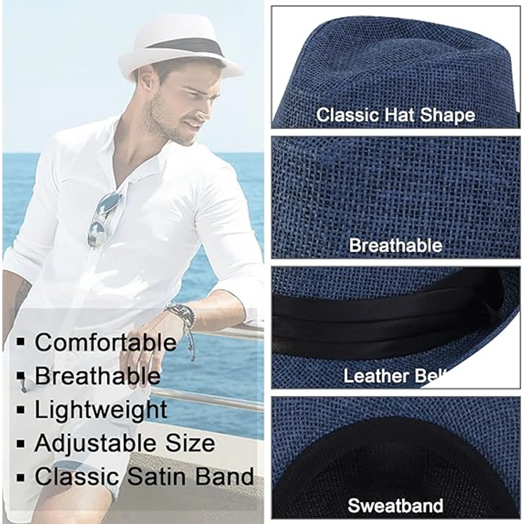 Classic Short Brim Straw Beach Hat 3