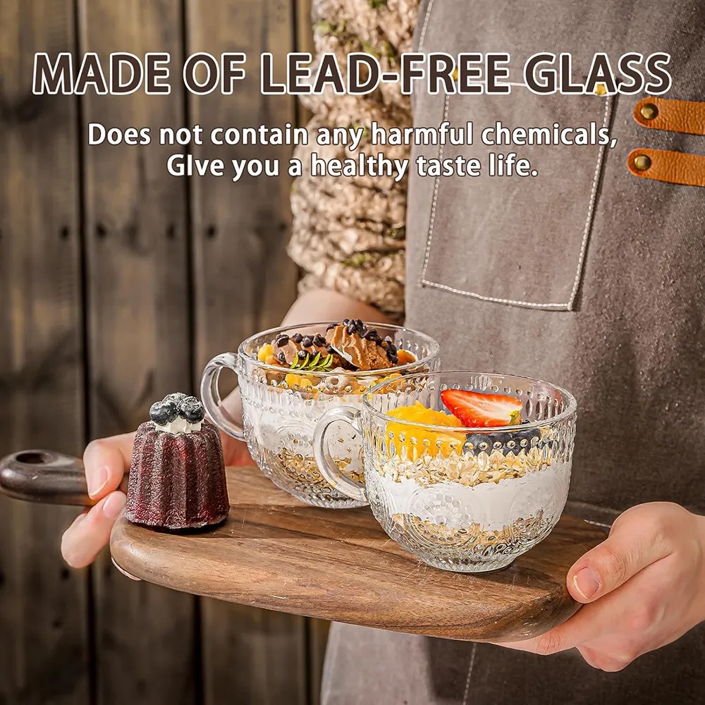 Embossed Glassware Vintage Coffee Mugs Cups 9