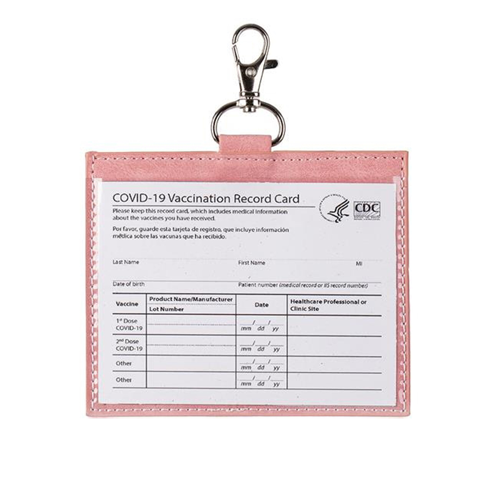 Leather Vaccine Card Wallet 4x3", promotional clip with logo imprint 2