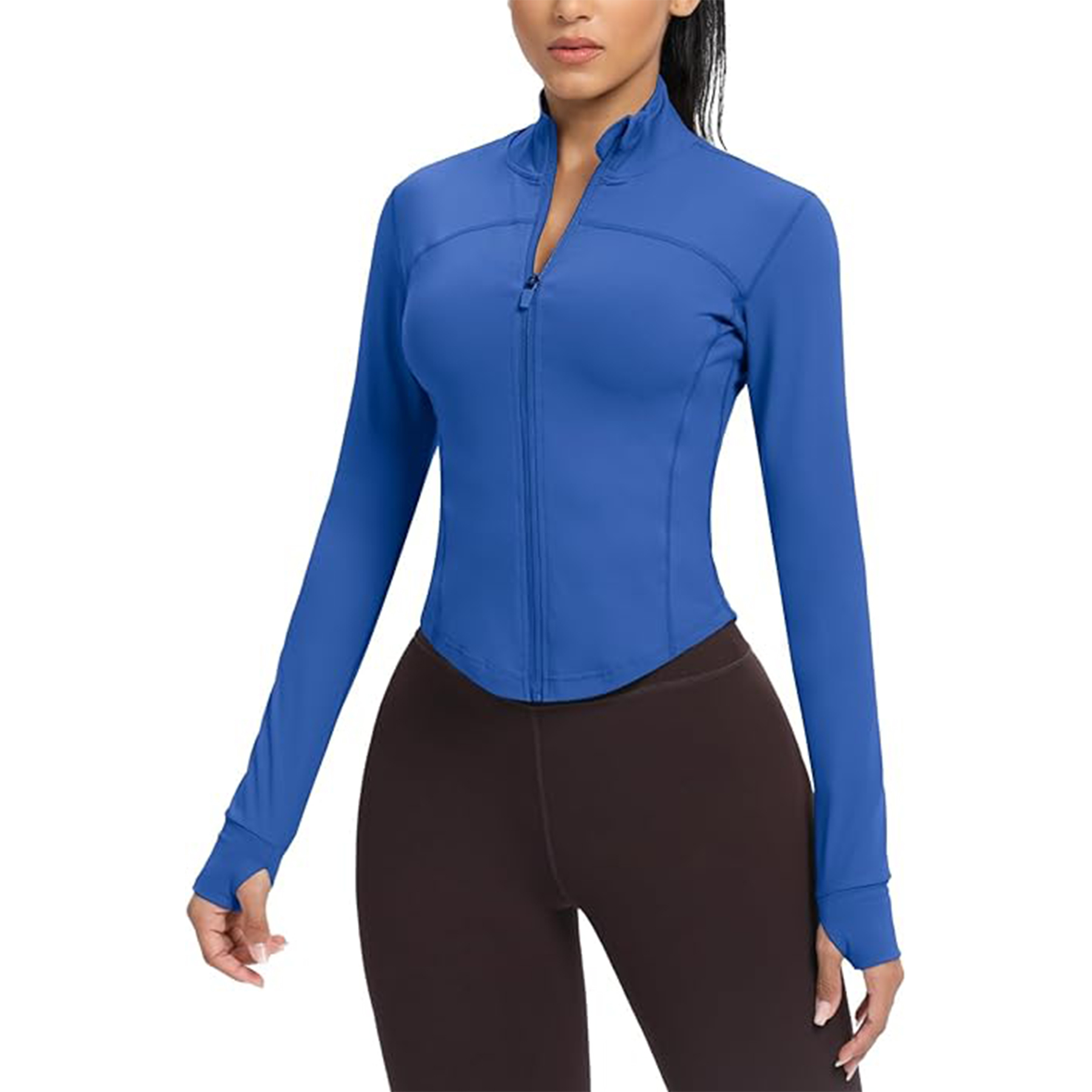 Women Cropped Running Workout Zip Jacket 10