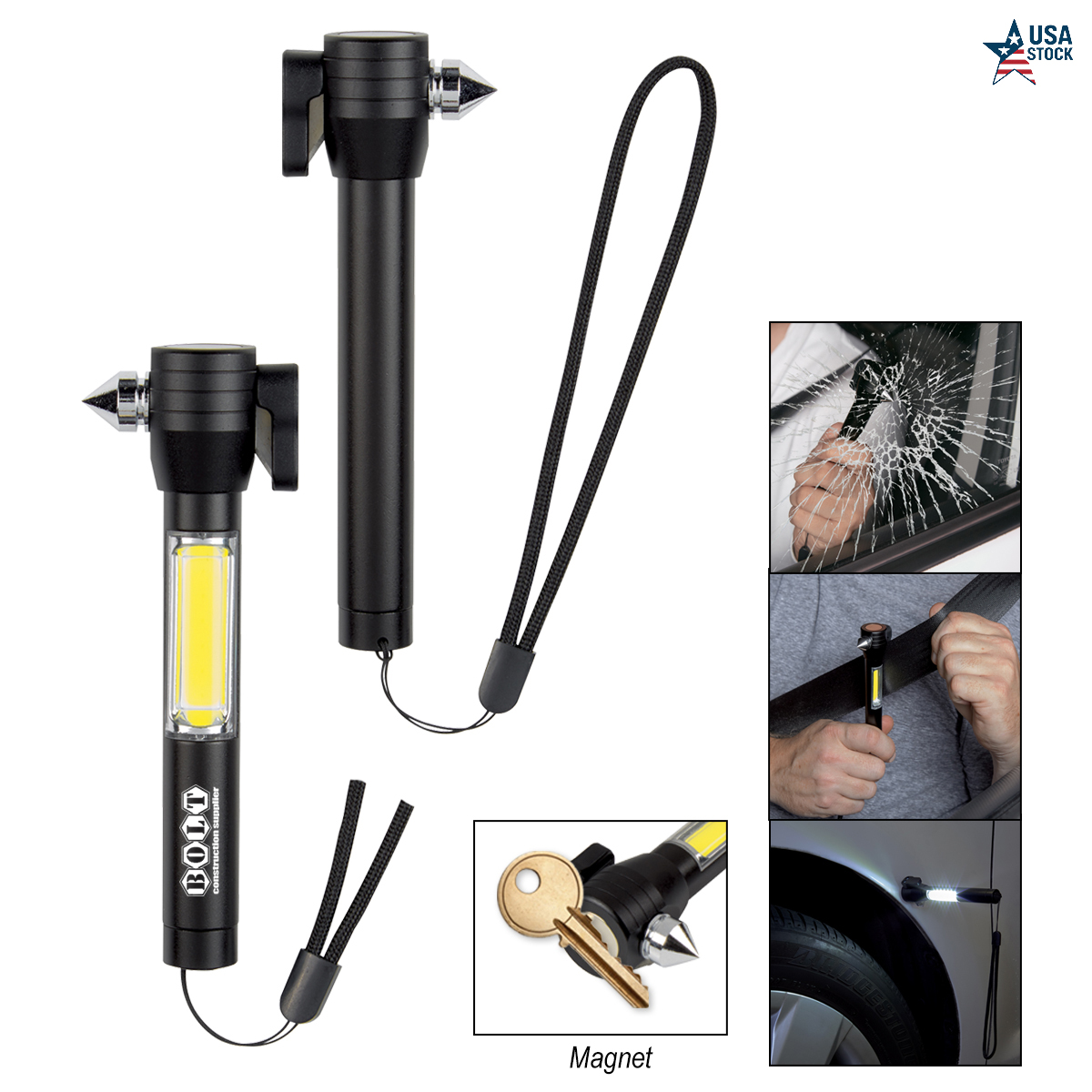 4-in-1 COB Flashlight with Breaker, Cutter & Magnet 3