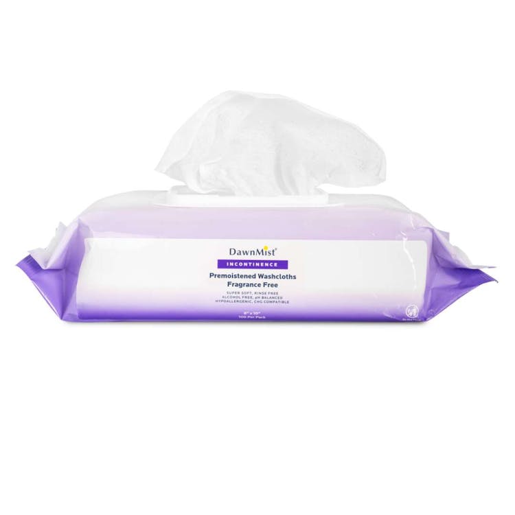 Pre-Moistened Washcloths Unscented 100 per Pack - 8" x 10" 1