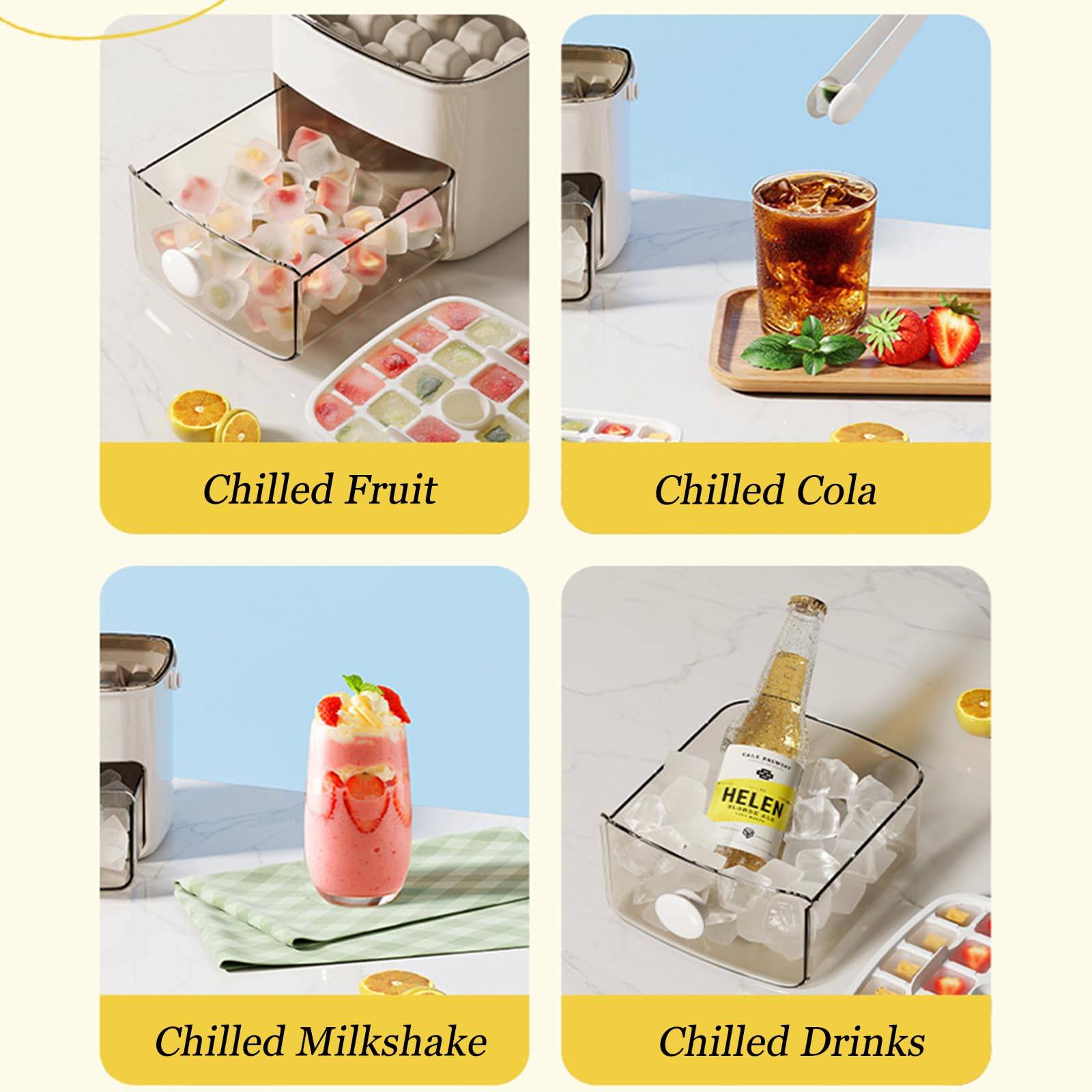 Press Ice Cube Mold Trays Double Layer w/ Tweezer 11