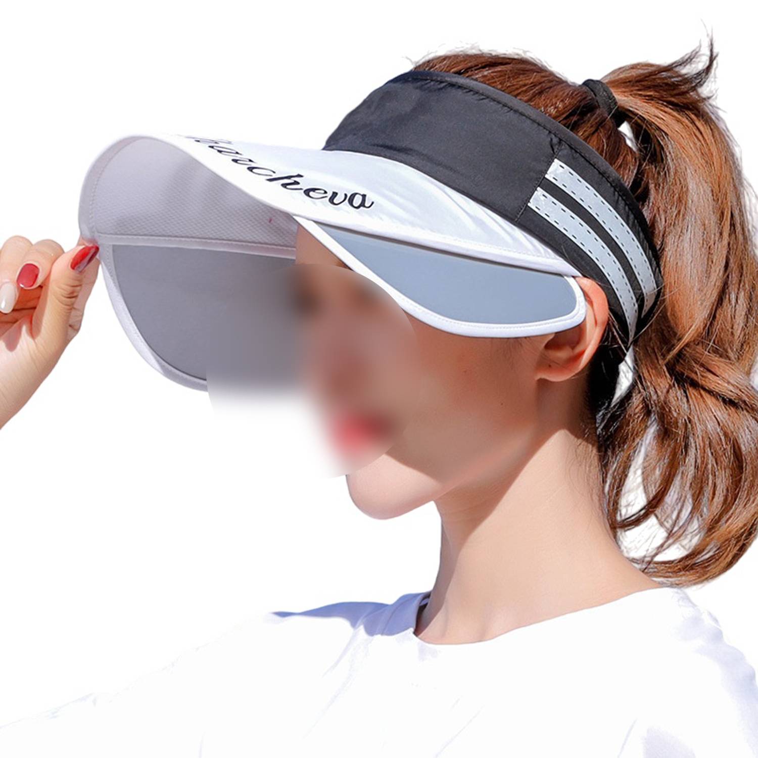 Women Retractable Wide Brim Sun Visor Hat 2