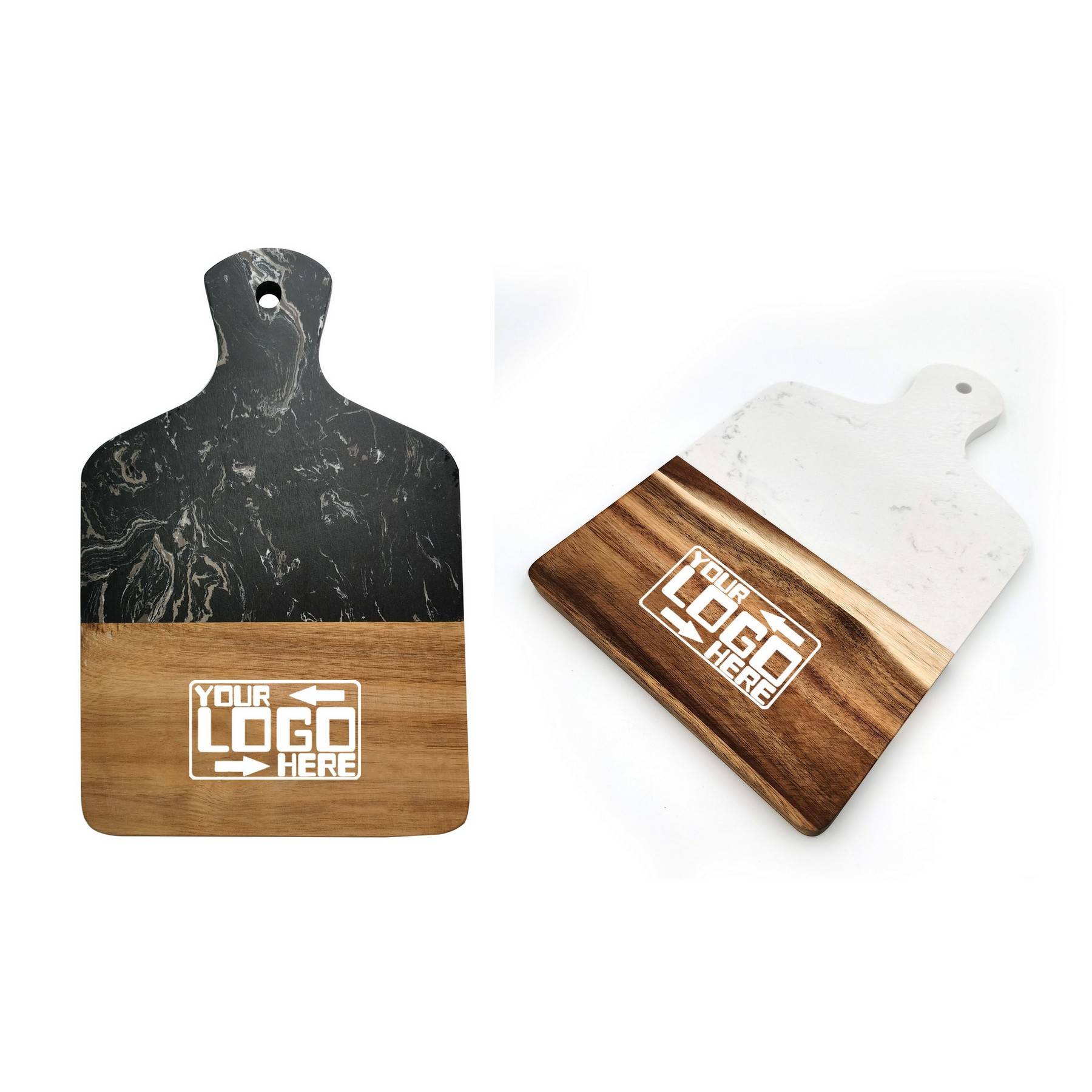 Marble with Wood Cheese Serving Boards 4