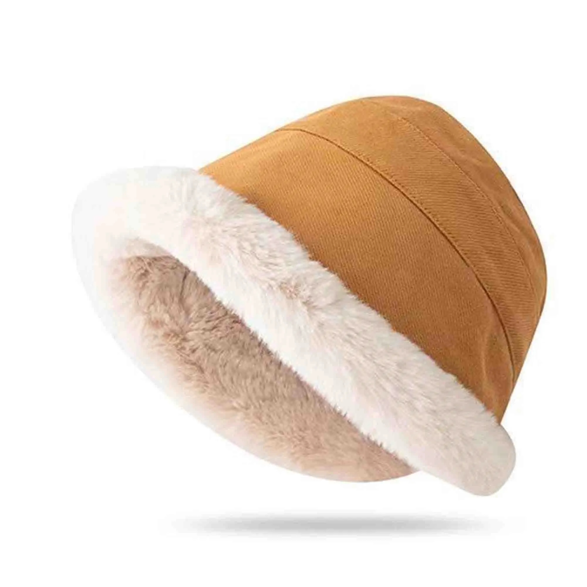 Warm Fluffy Faux Fur Fisherman Cap Plush Fuzzy Bucket Hat 4