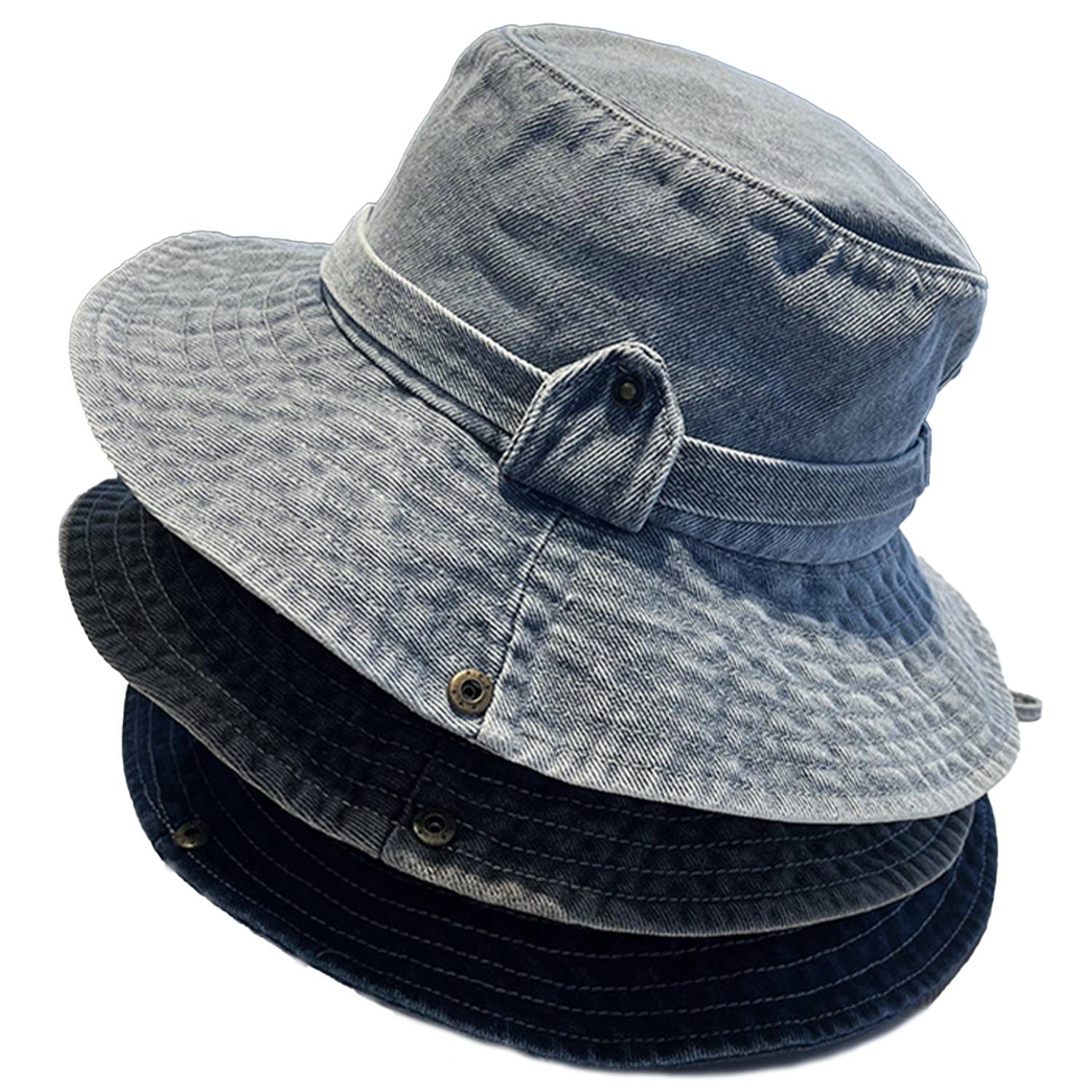 Women Cotton Travel Denim Bucket Hat 10