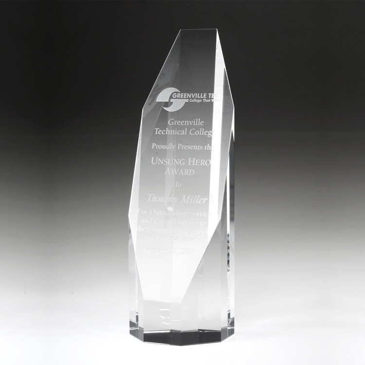 6" Crystal Award-Octagon Tower 4