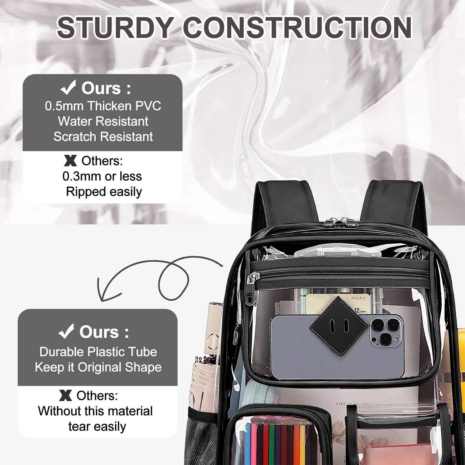 Large Capacity PVC Clear Backpack 8