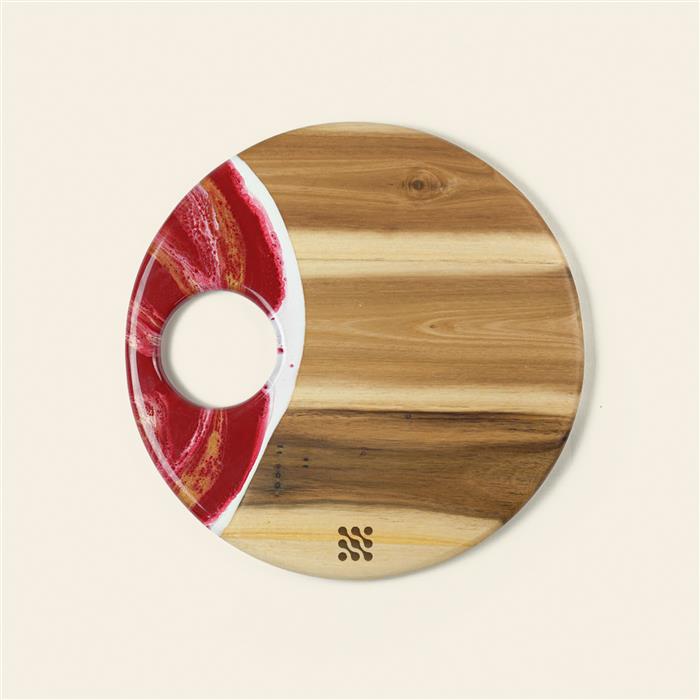 Large Round Acacia Board With Dip Holder 38