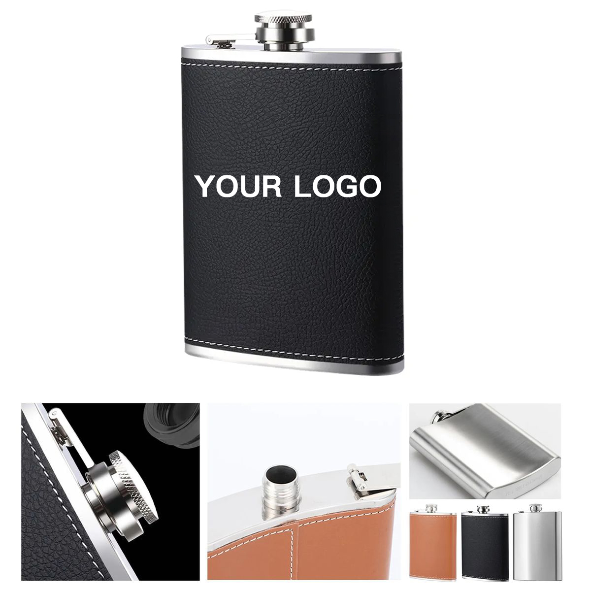 Portable 8oz Flask With Leather Exterior 2