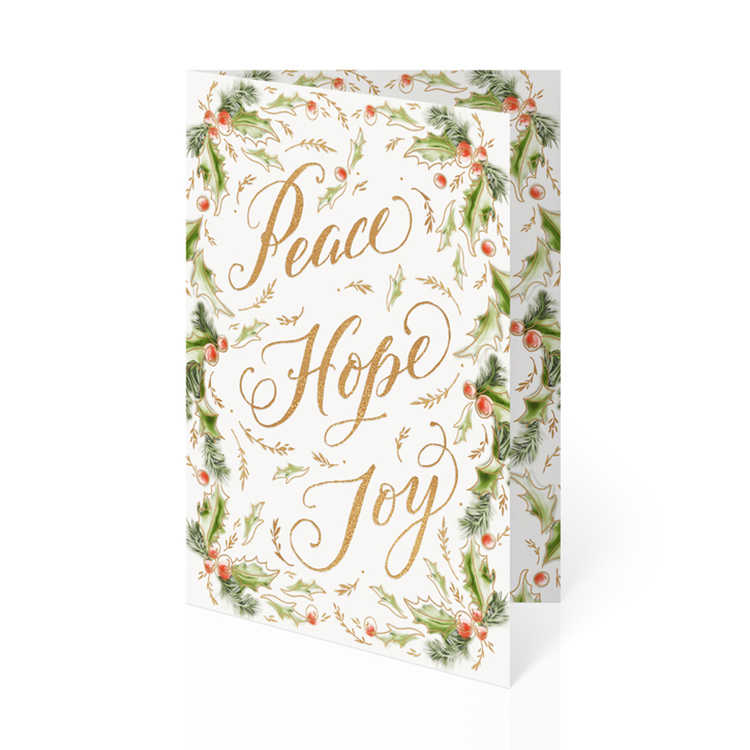 Peaceful Greetings Holiday Calendar Card 1