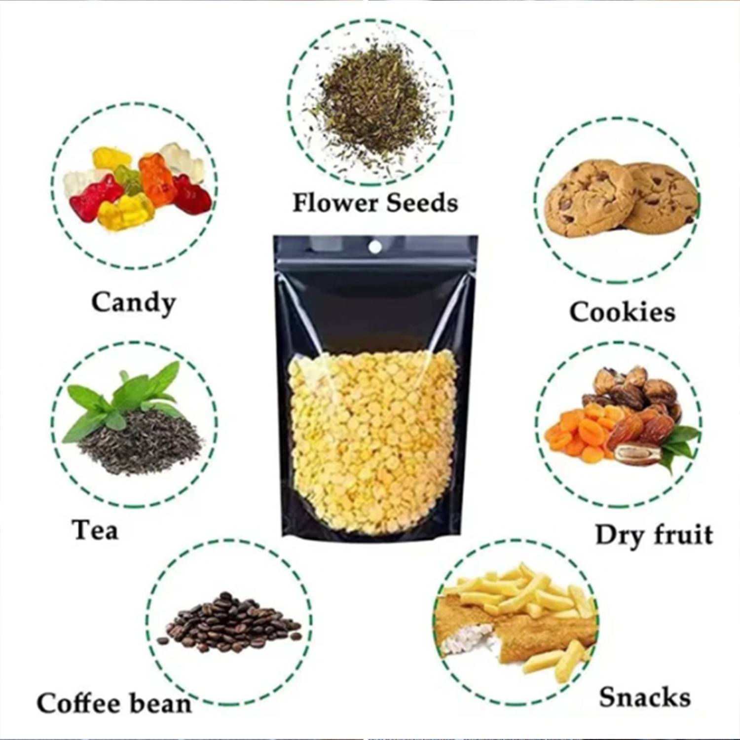 Food Storage Mylar Packaging Pouch Bag w/ Clear Window 1