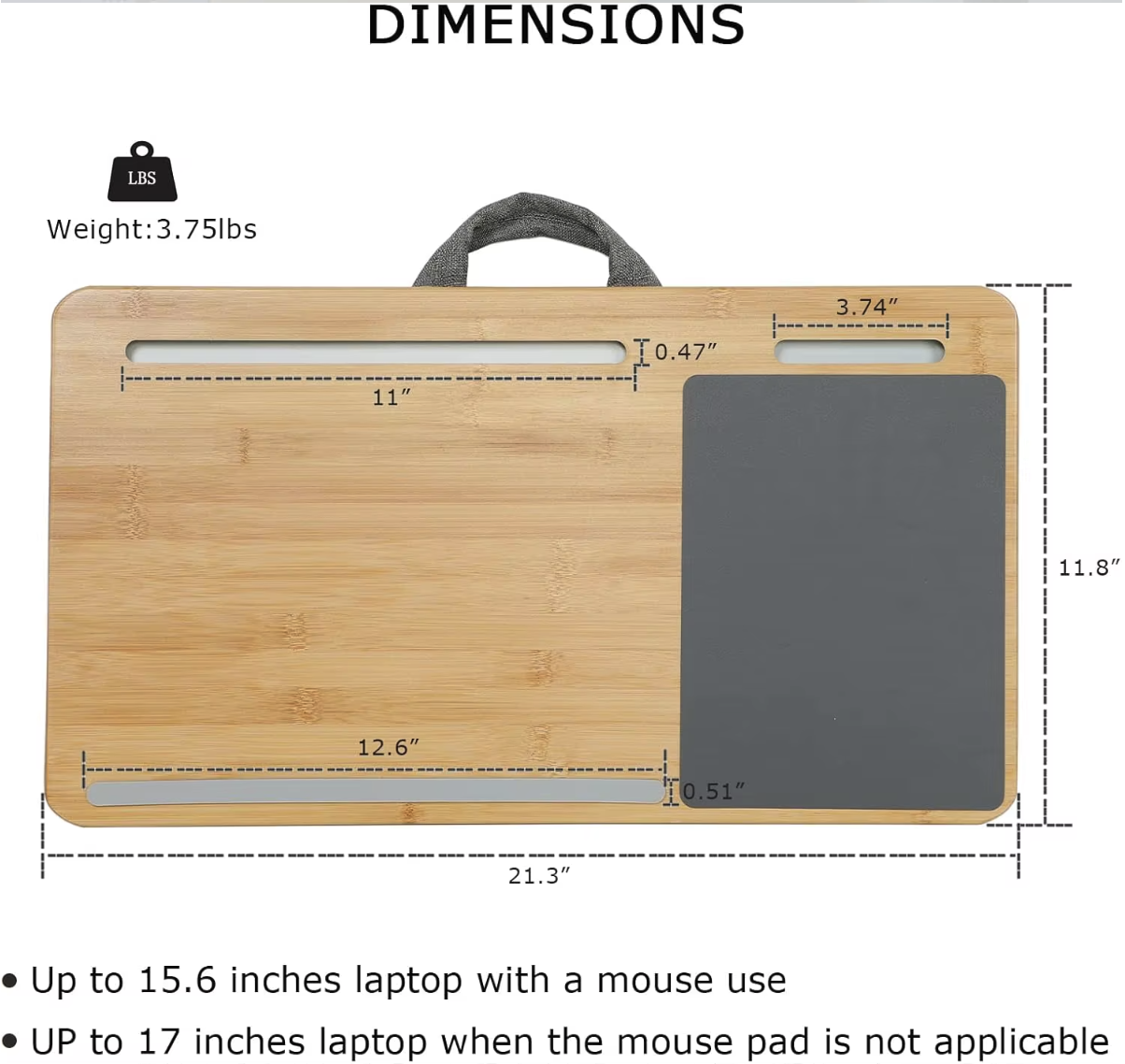 Bamboo Laptop Lap Desk Wiith Cushion Tablet Phone Slot Mouse Pad 3