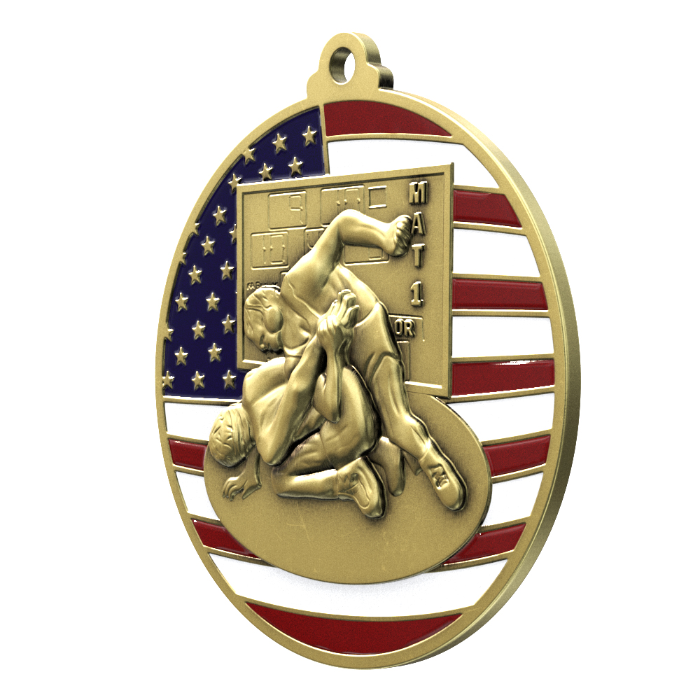 Wrestling Patriotic Medallion (2-3/4") 2
