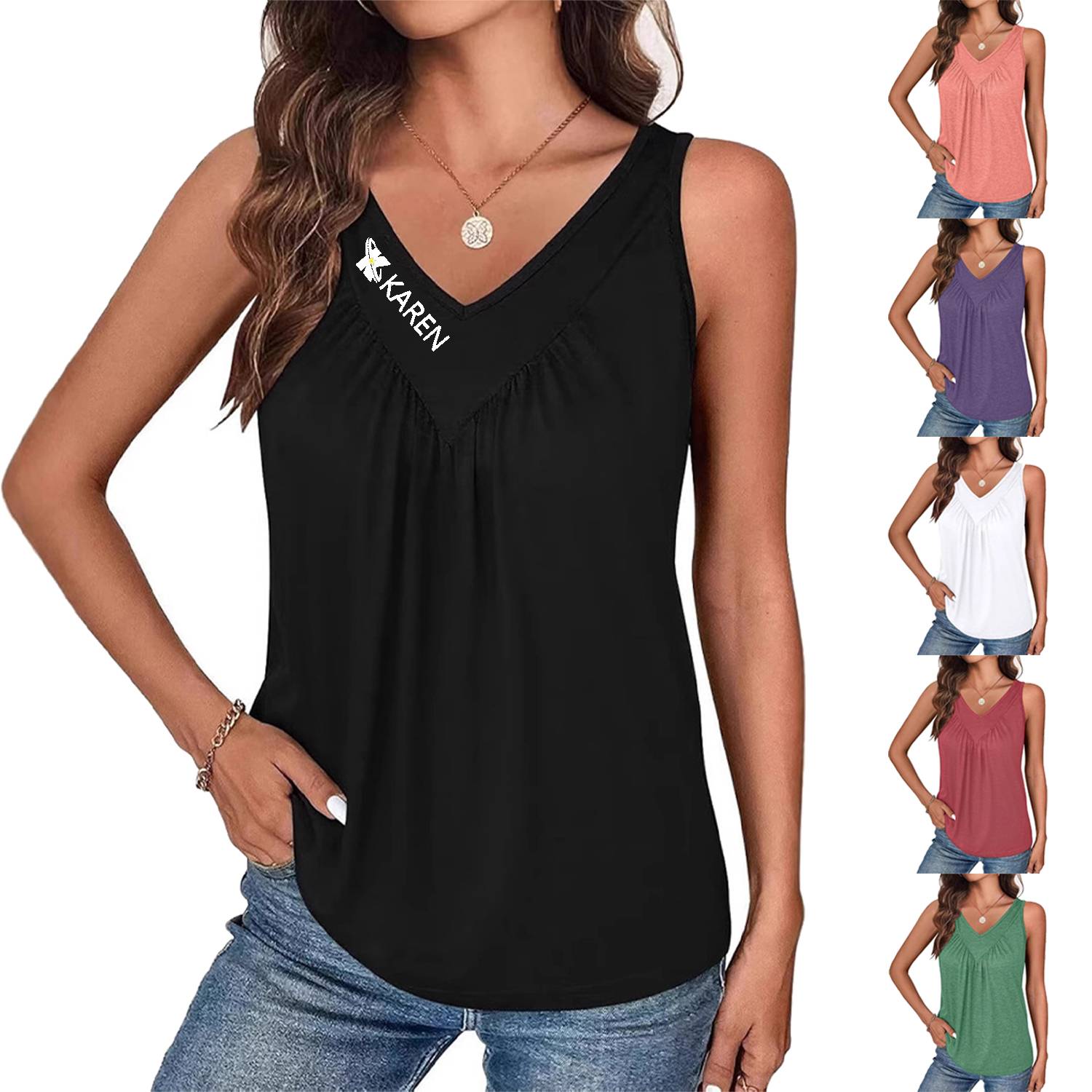 Loose Casual Women V-Neck Sleeveless Vest 3
