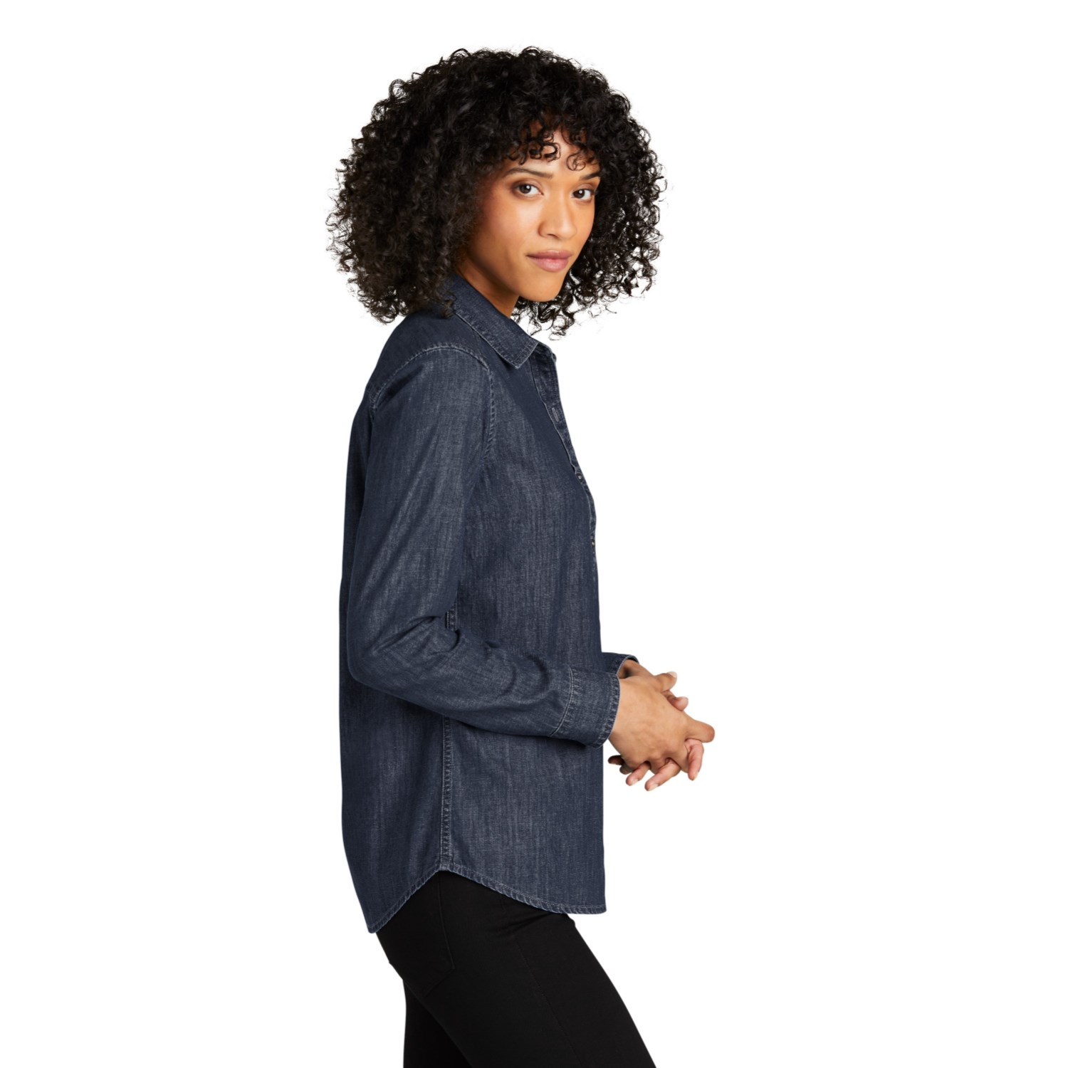 Port Authority Ladies Long Sleeve Perfect Denim Shirt 5.4 oz 3