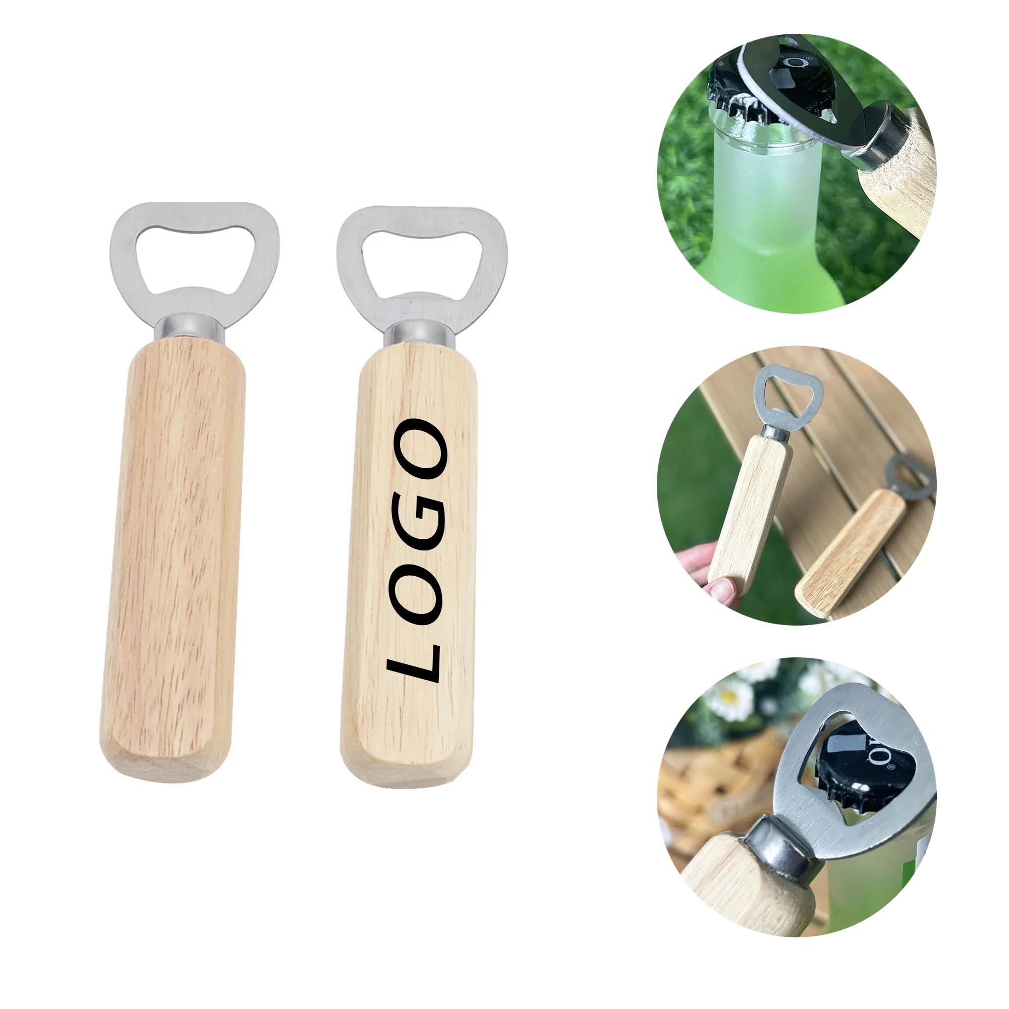 Wooden Handle Beer Bottle Opener With Logo For Party