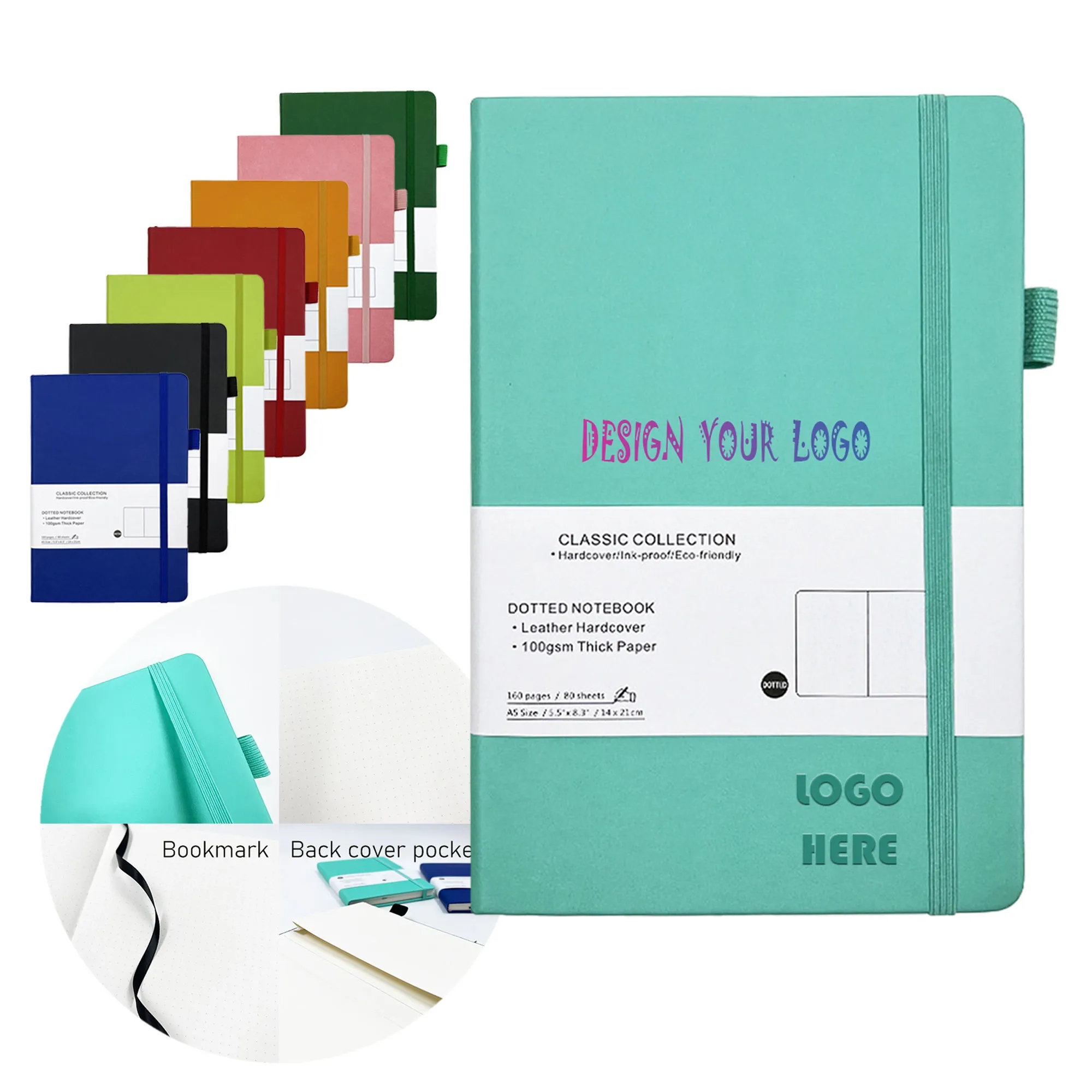 A5 Leather Cover Dotted Notebook 6