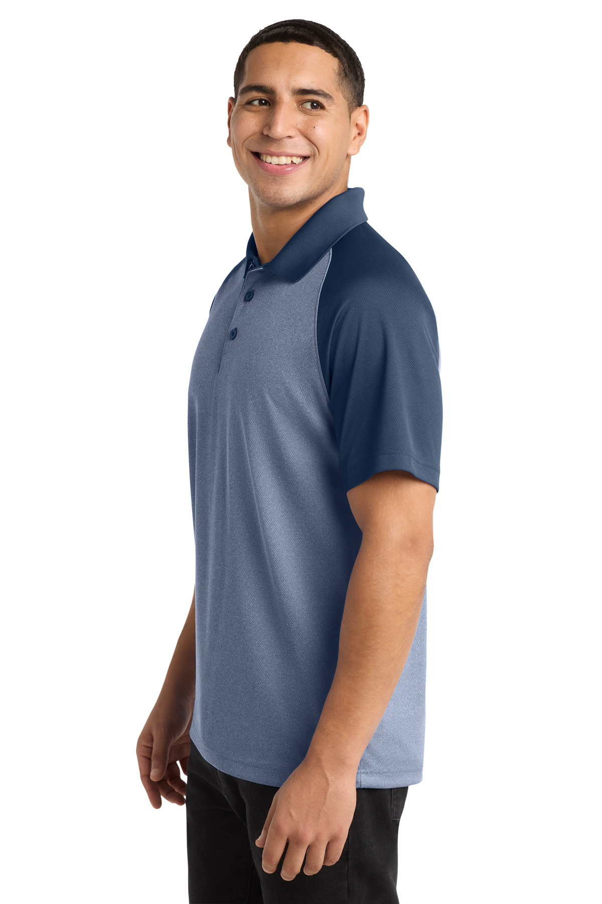 Sport-Tek PosiCharge RacerMesh Raglan Heather Block Polo. ST641 4