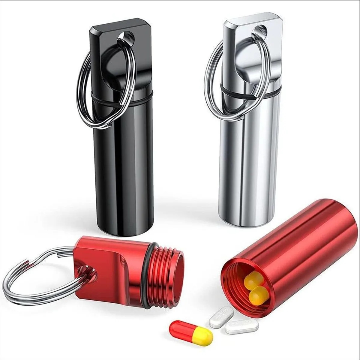 Small Portable Pill Box Organizer Case Container Keychain 5