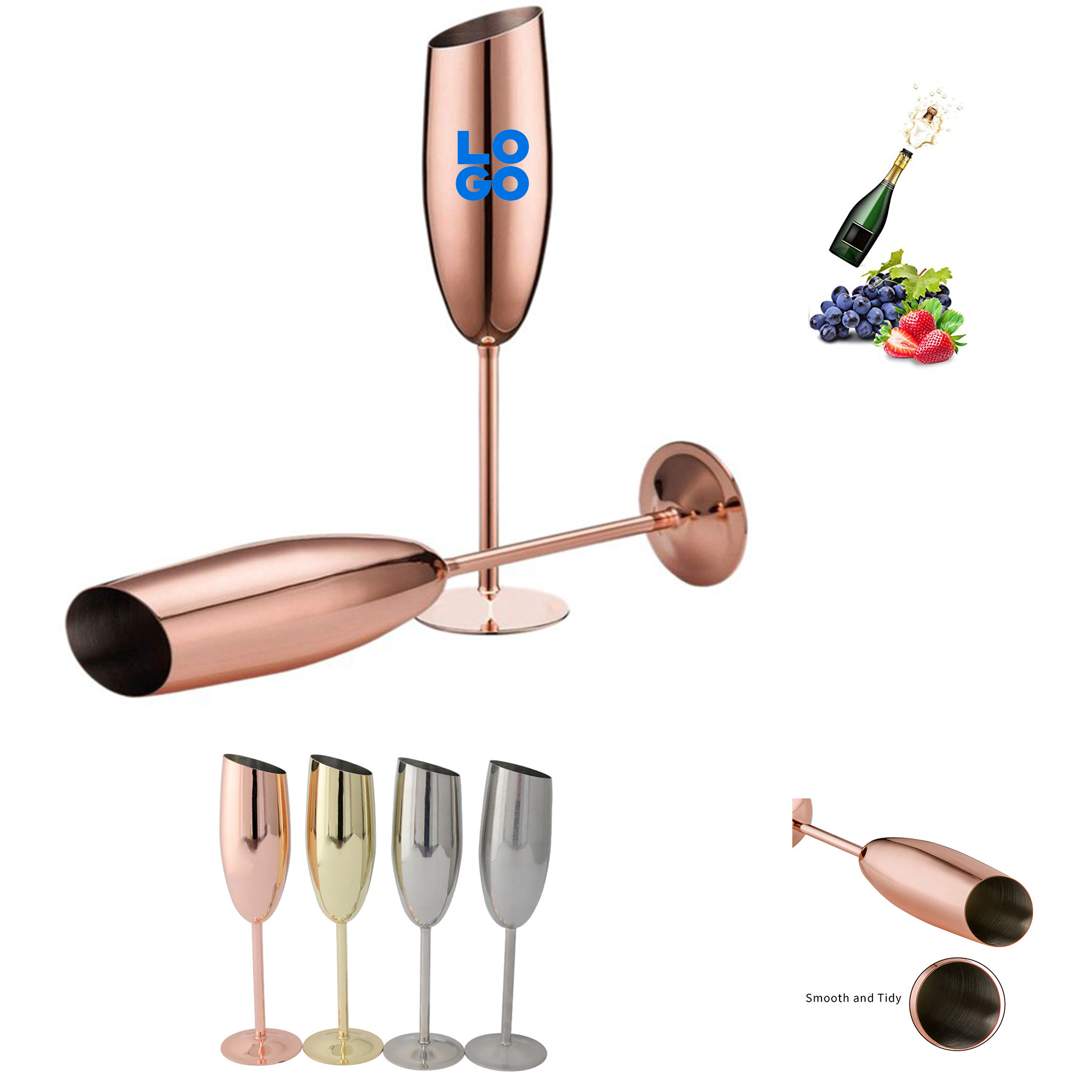 Stainless Steel Champagne Flutes 3