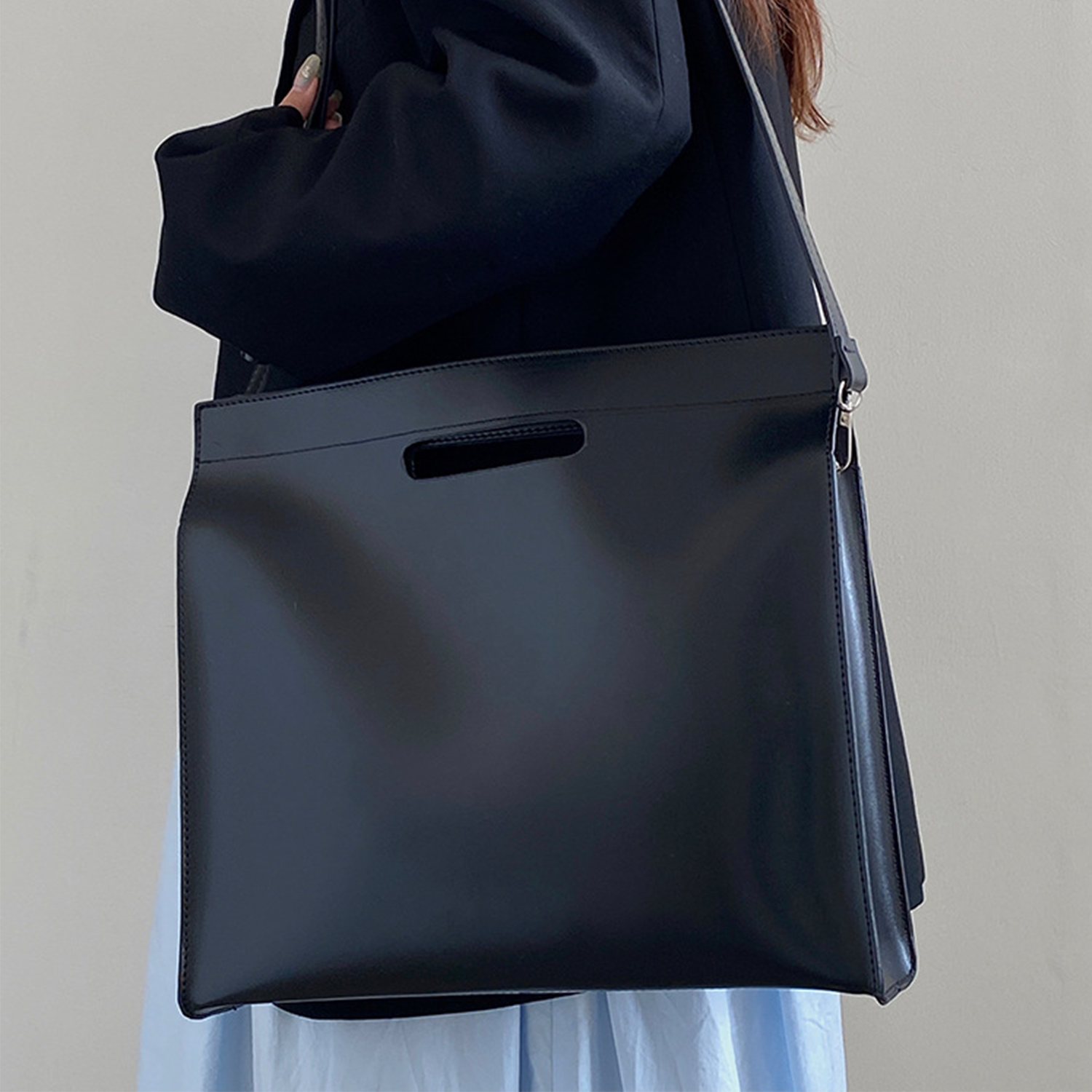 PU Leather Simple Large Capacity Tote bag, custom tote bag with logo imprint 6