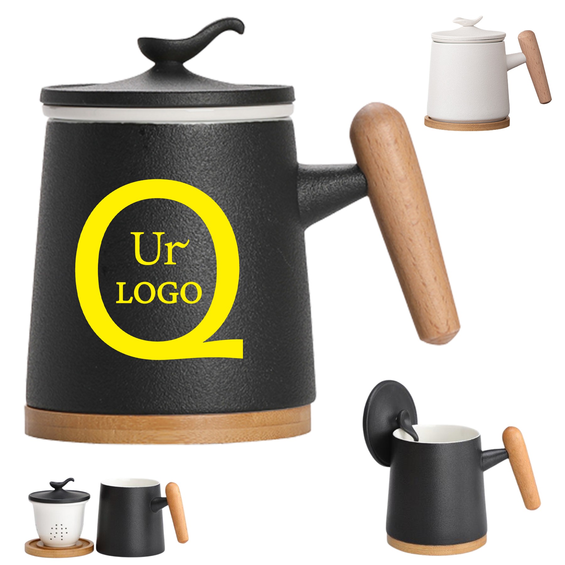 10Oz/300Ml Ceramic Teacup W/ Coaster And Infuser 2