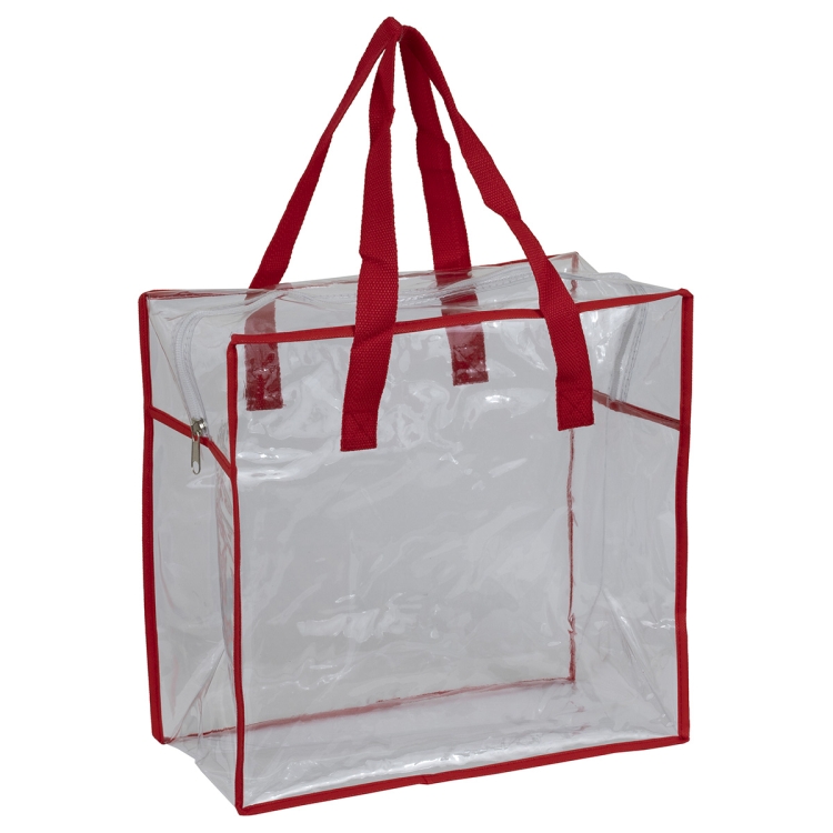 12"W x 12"H x 6"Gusset – "ARETE" Clear Vinyl Stadium Compliant Tote Bag with Zipper 11