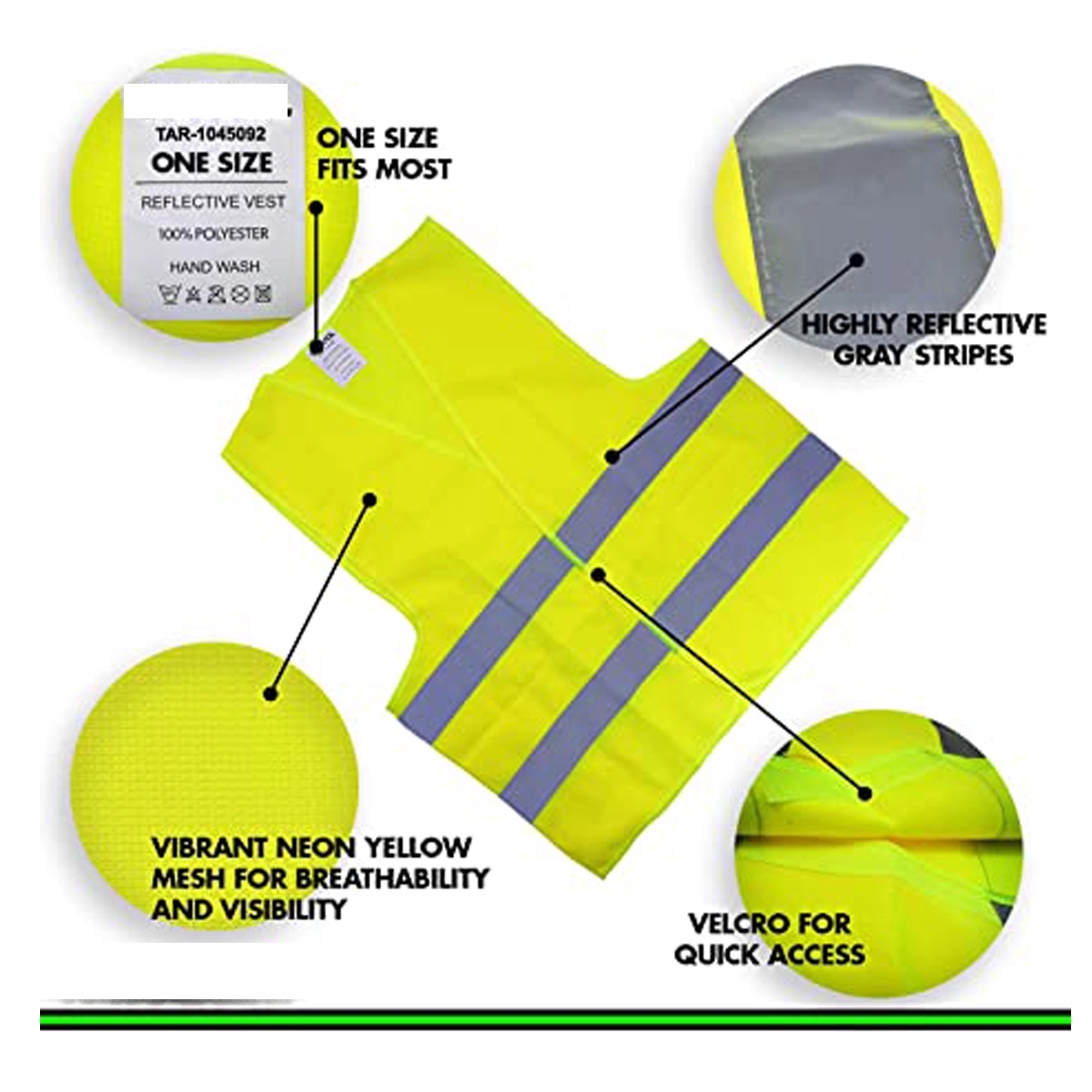 Safety Reflective Vest ULTRA HIGH VISIBILITY BRIGHT NEON 2