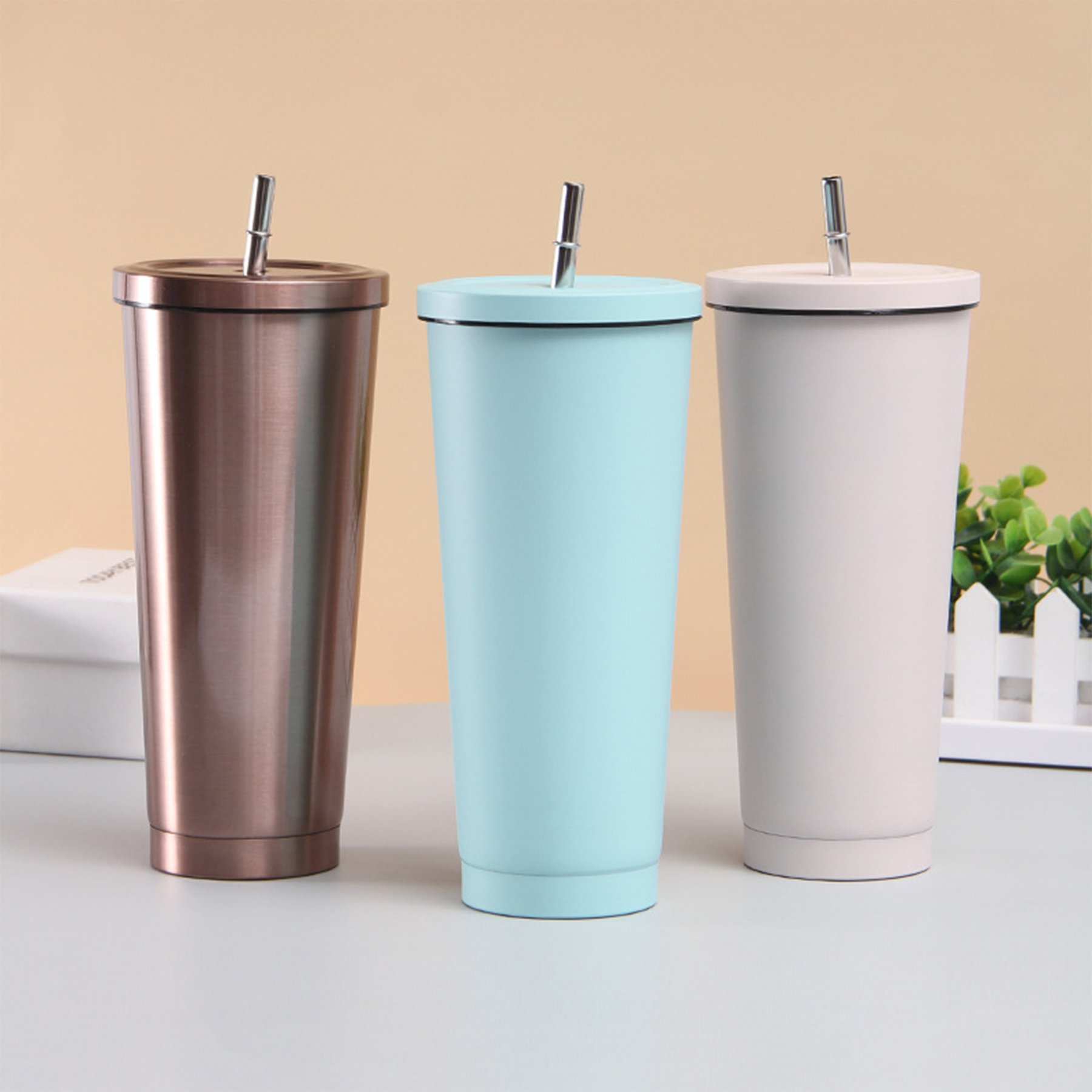 Stainless Steel Insulated Tumbler with Straw and Lid 3