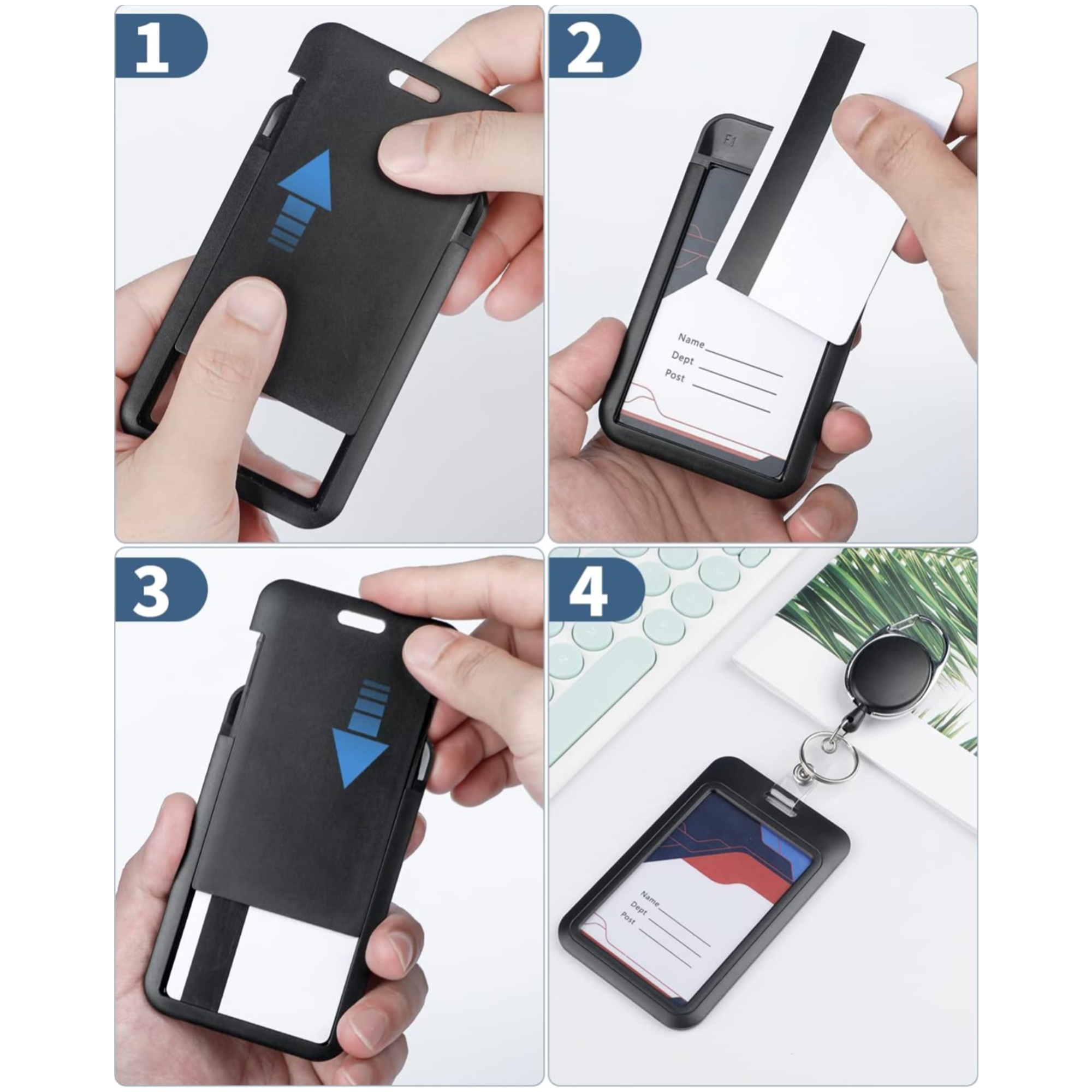 Black Plastic Card Case Protector With Reel 2