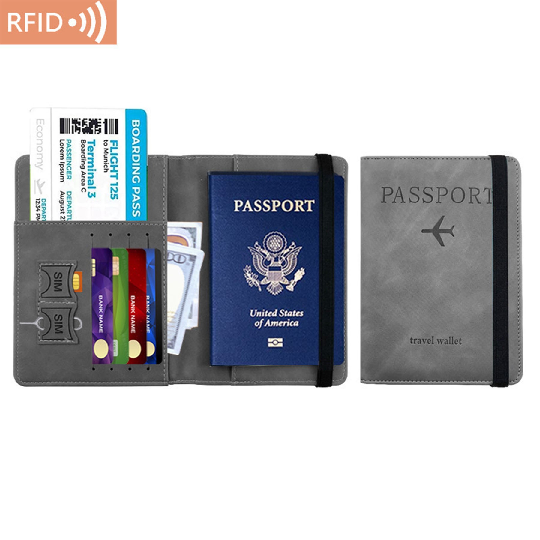 RFID Passport Holder Travel Wallet W/ Band 4